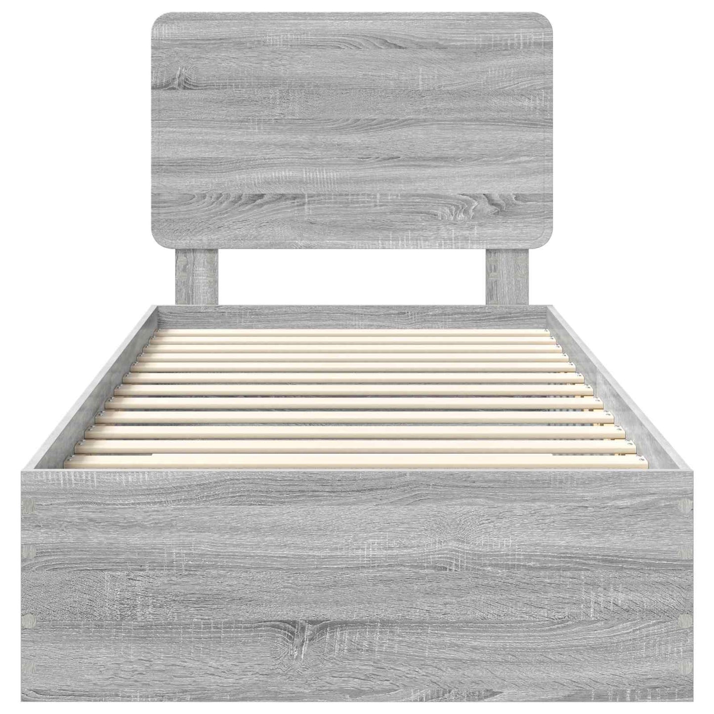 Bed Frame with Drawer Grey Sonoma 75 x 190 cm Engineered Wood