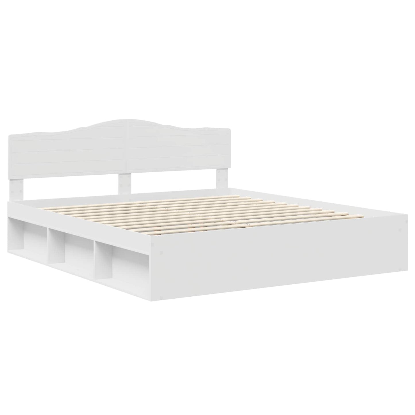 Bed Frame with Headboard White 200 x 200 cm Solid Pine Wood