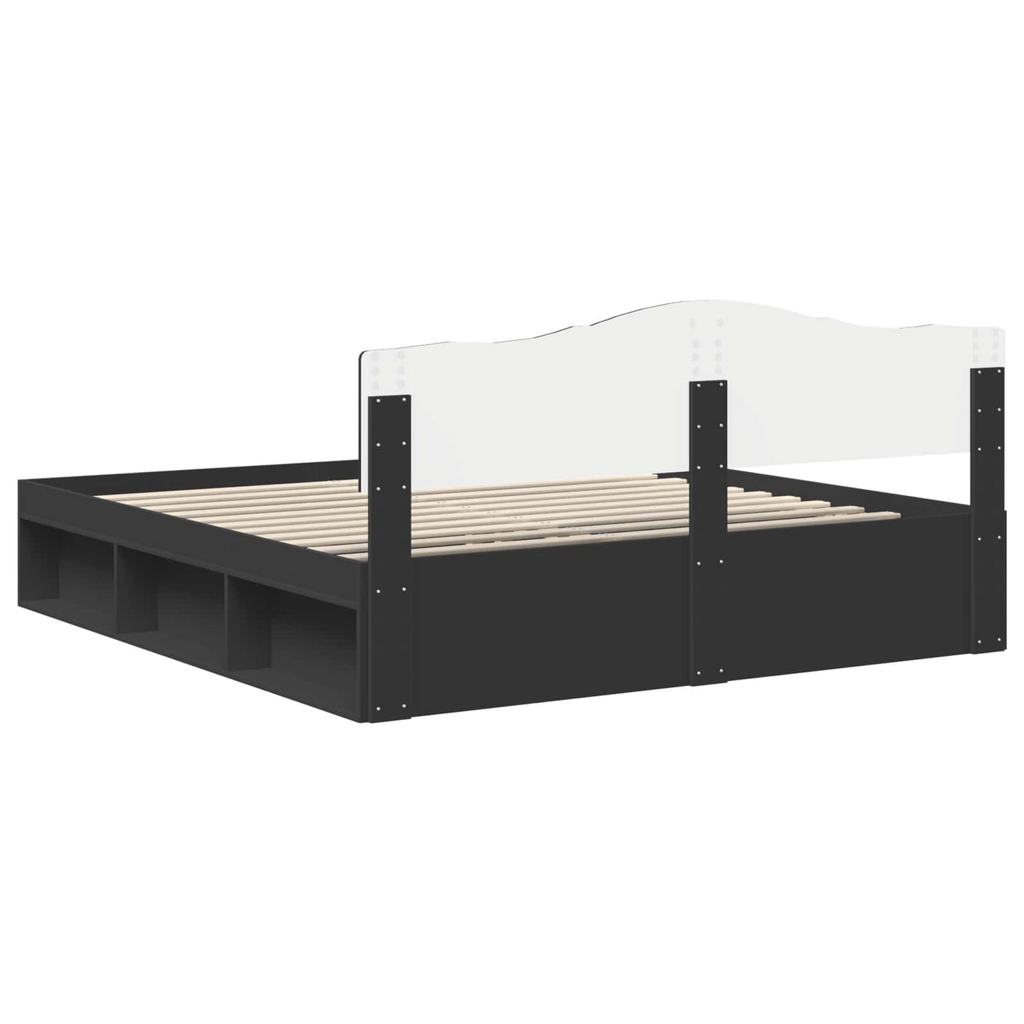 Bed Frame with Headboard Black 200 x 200 cm Solid Pine Wood