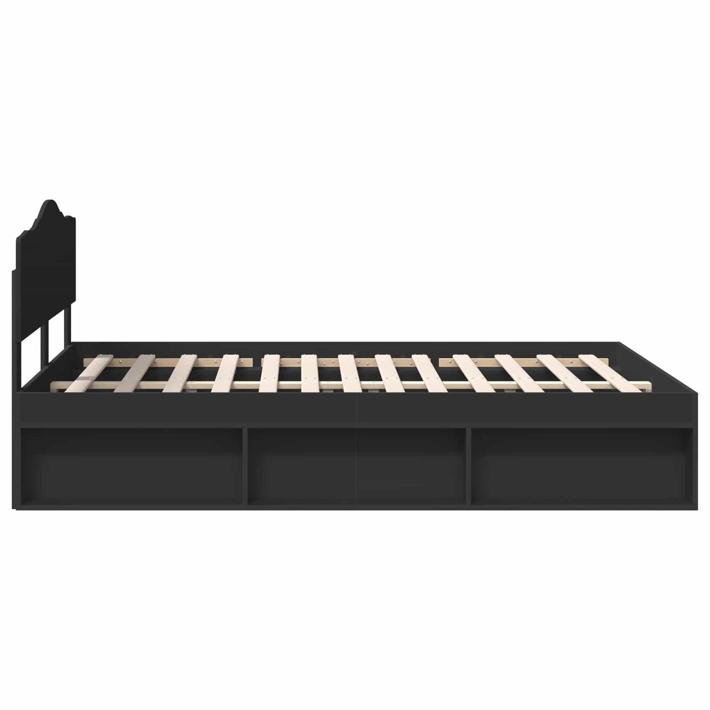 Bed Frame with Headboard Black 160 x 200 cm Solid Pine Wood