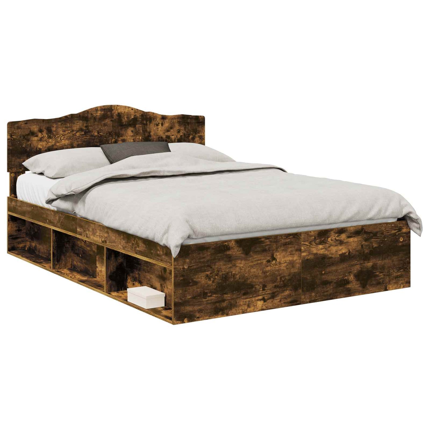 Bed Frame Smoked Oak 160 x 200 cm Solid Pine Wood