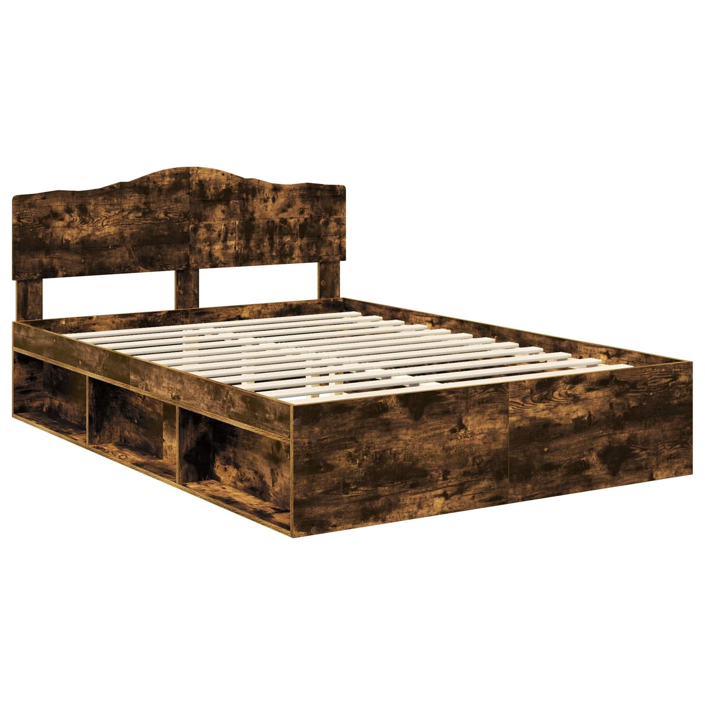 Bed Frame Smoked Oak 160 x 200 cm Solid Pine Wood
