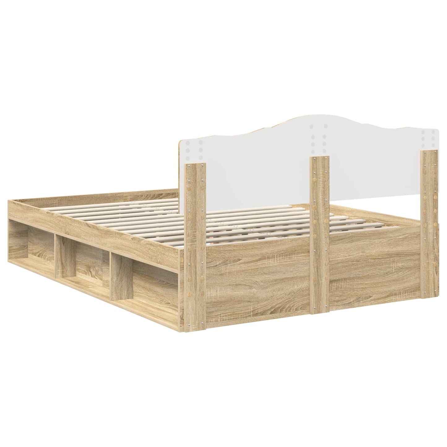 Bed Frame Sonoma Oak 150 x 200 cm Solid Pine Wood