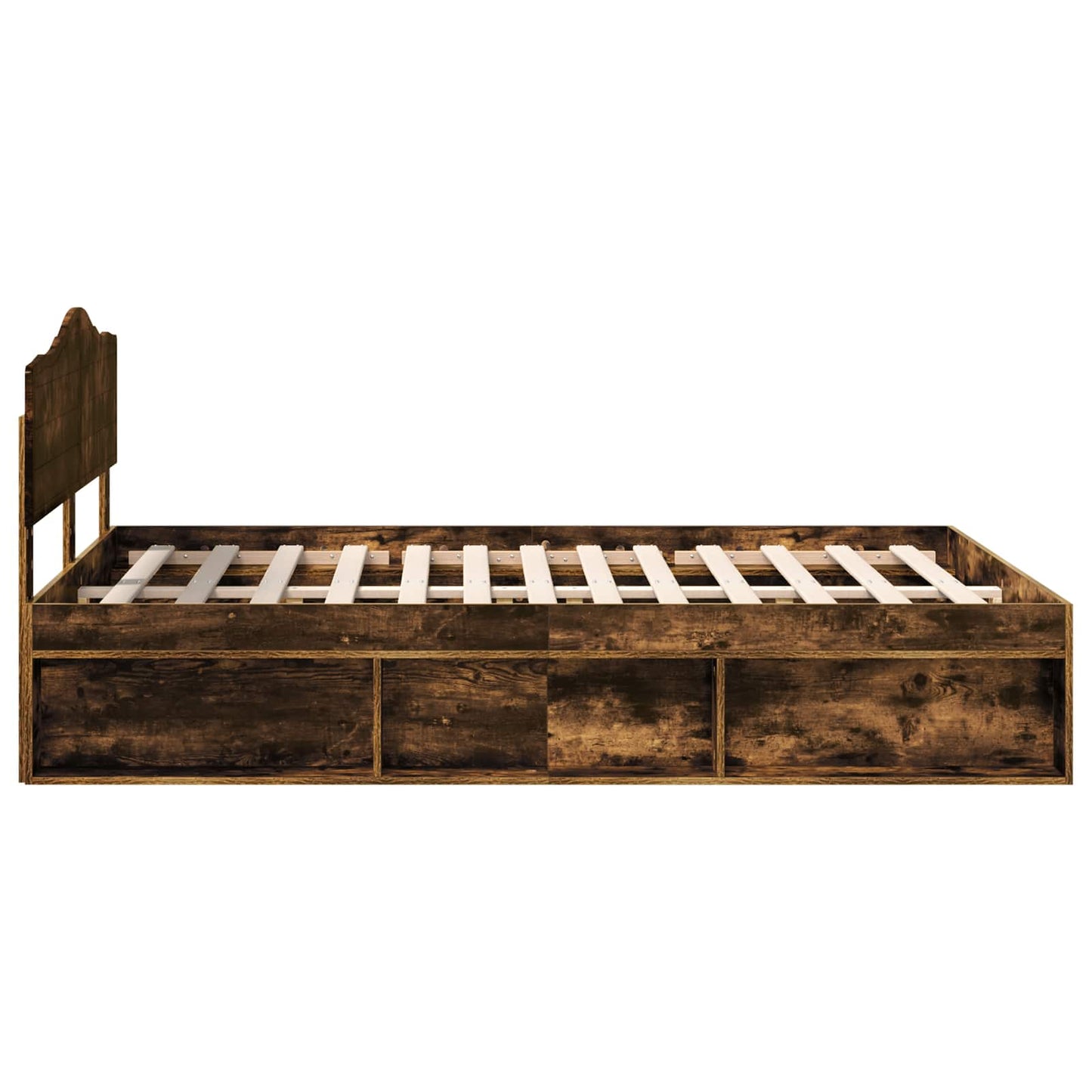 Bed Frame Smoked Oak 150 x 200 cm Solid Pine Wood