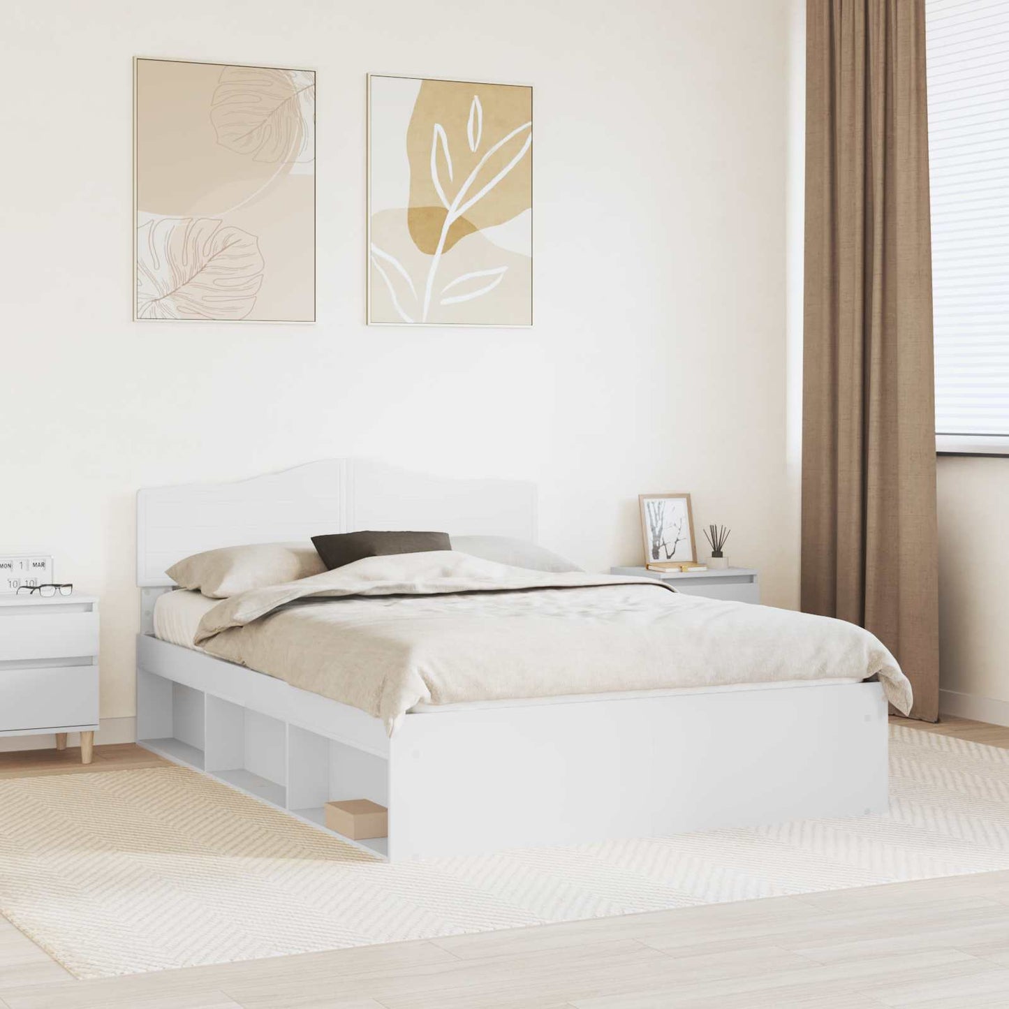 Bed Frame with Headboard White 140 x 200 cm Solid Pine Wood