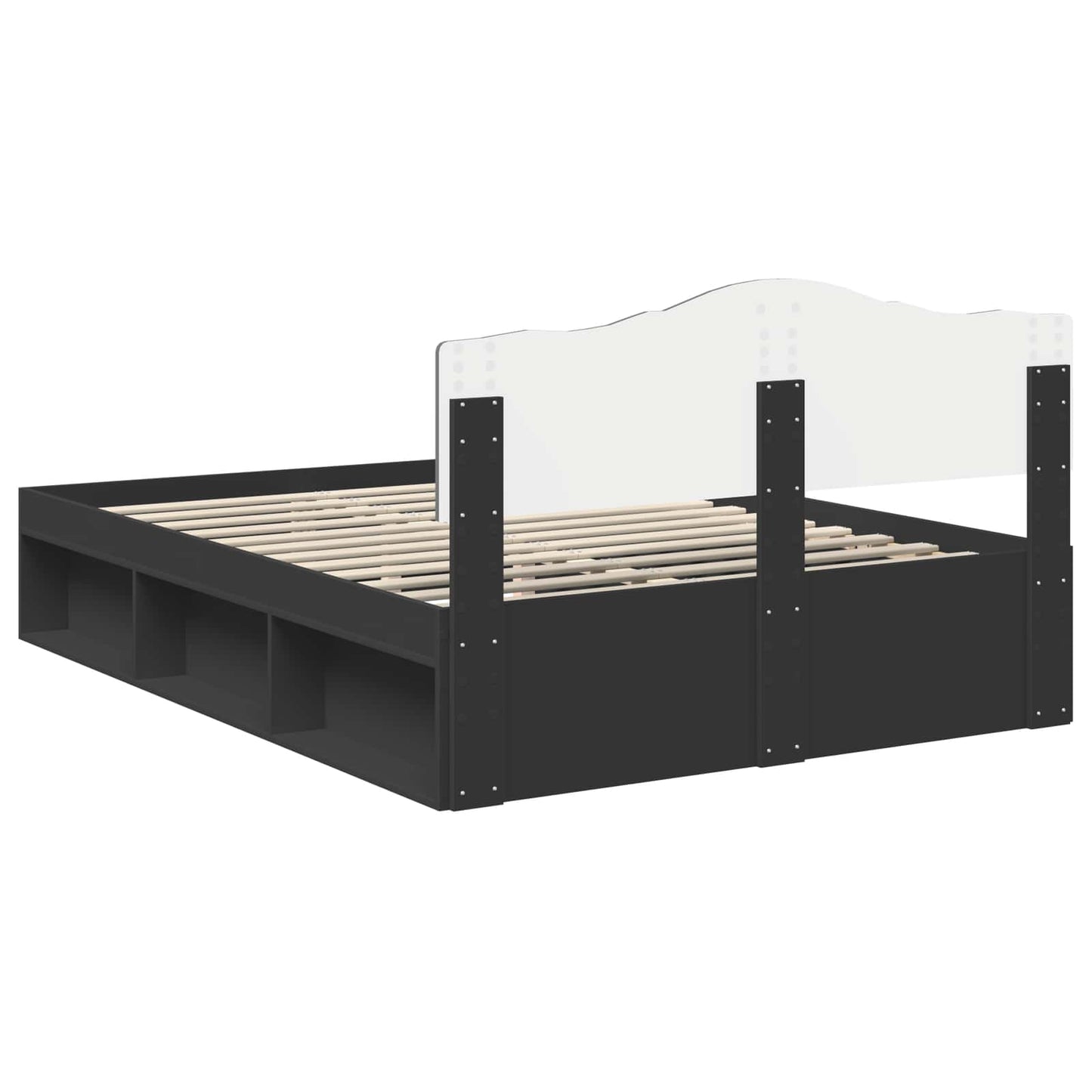 Bed Frame with Headboard Black 140 x 200 cm Solid Pine Wood