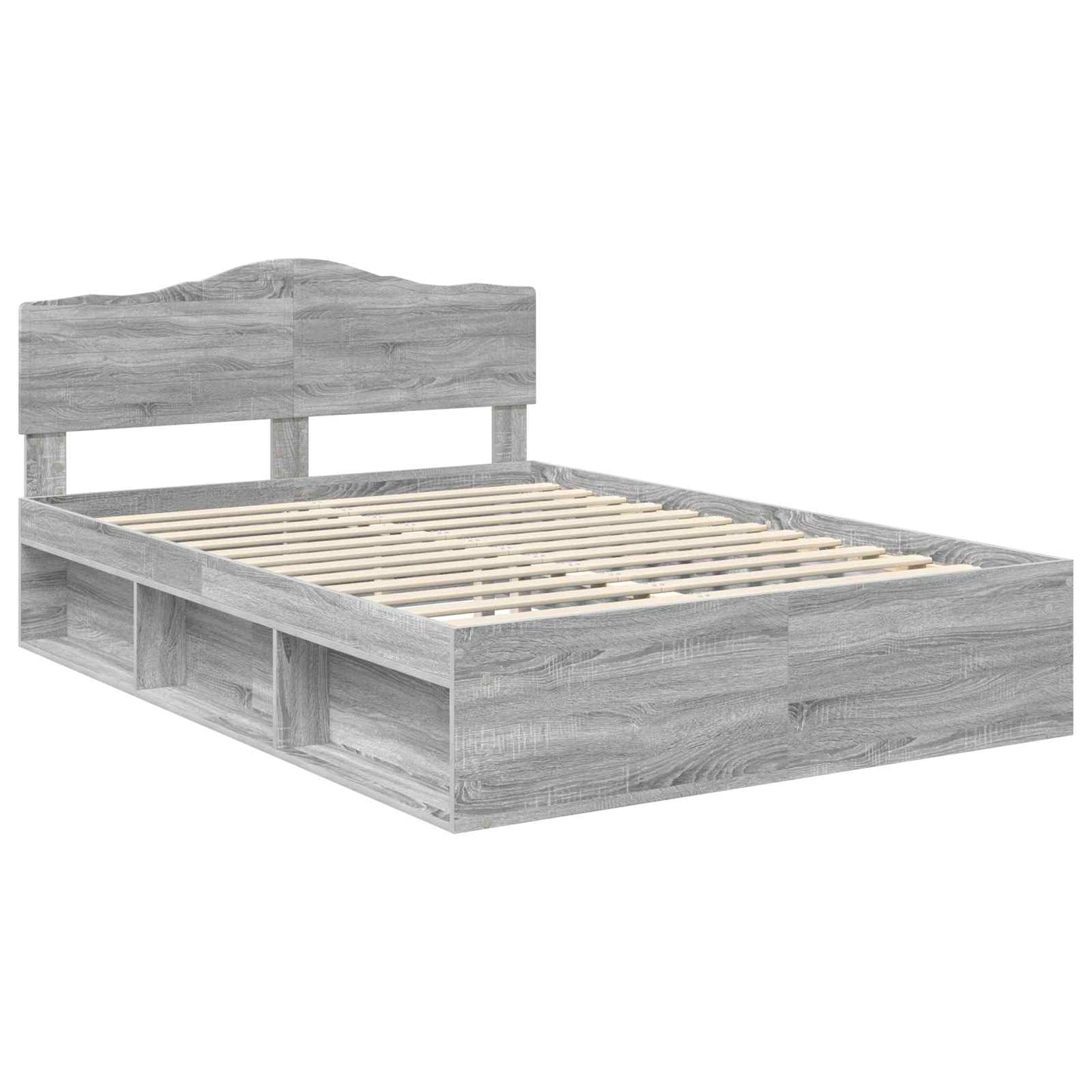 Bed Frame Grey Sonoma 140 x 200 cm Solid Pine Wood