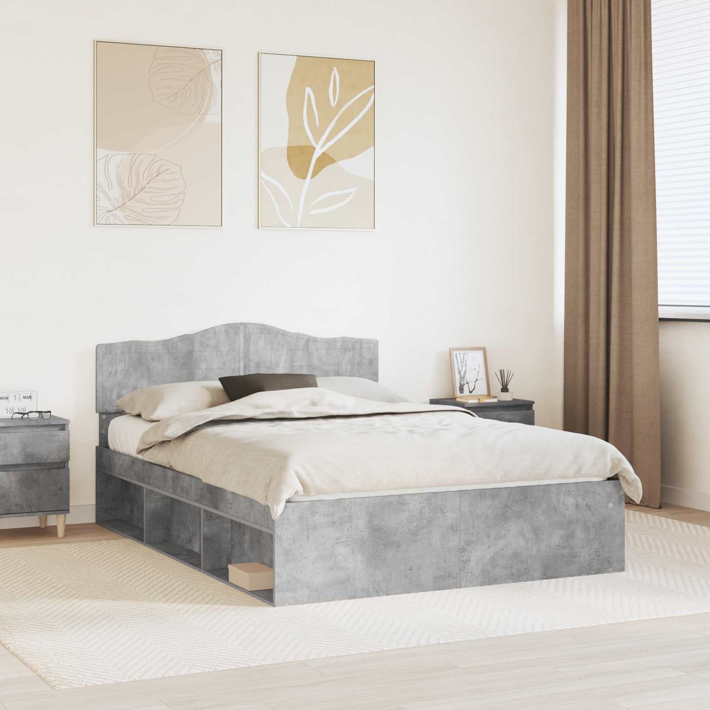 Bed Frame with Headboard Concerte 140 x 190 cm Solid Pine Wood