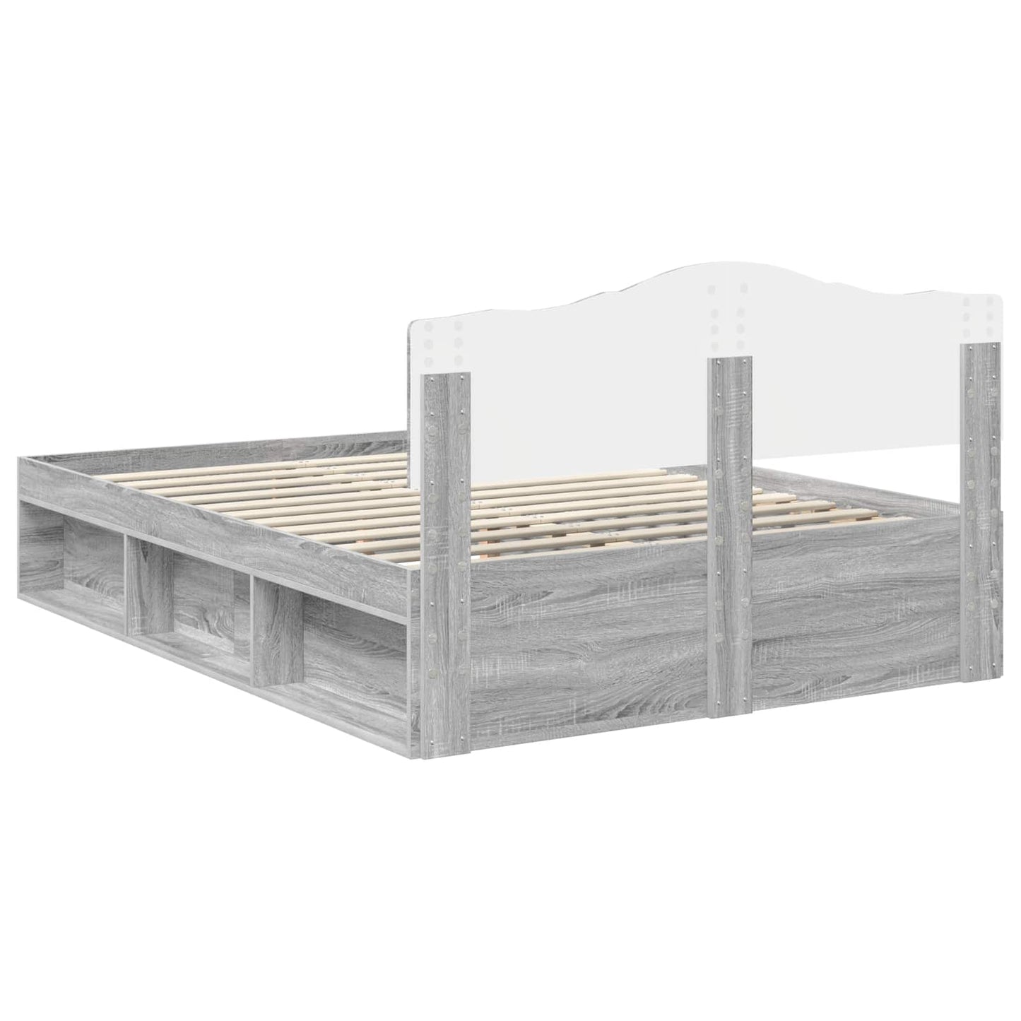 Bed Frame Grey Sonoma 140 x 190 cm Solid Pine Wood