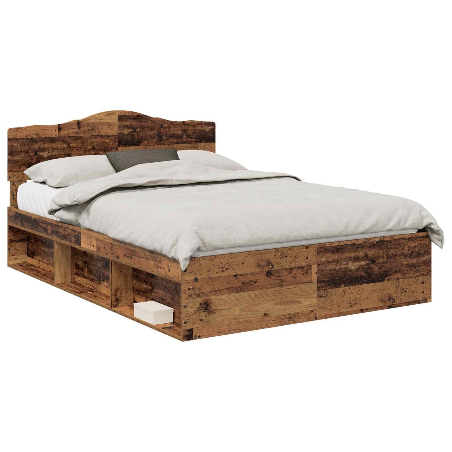 Bed Frame with Headboard Old Wood 140 x 190 cm Solid Pine Wood