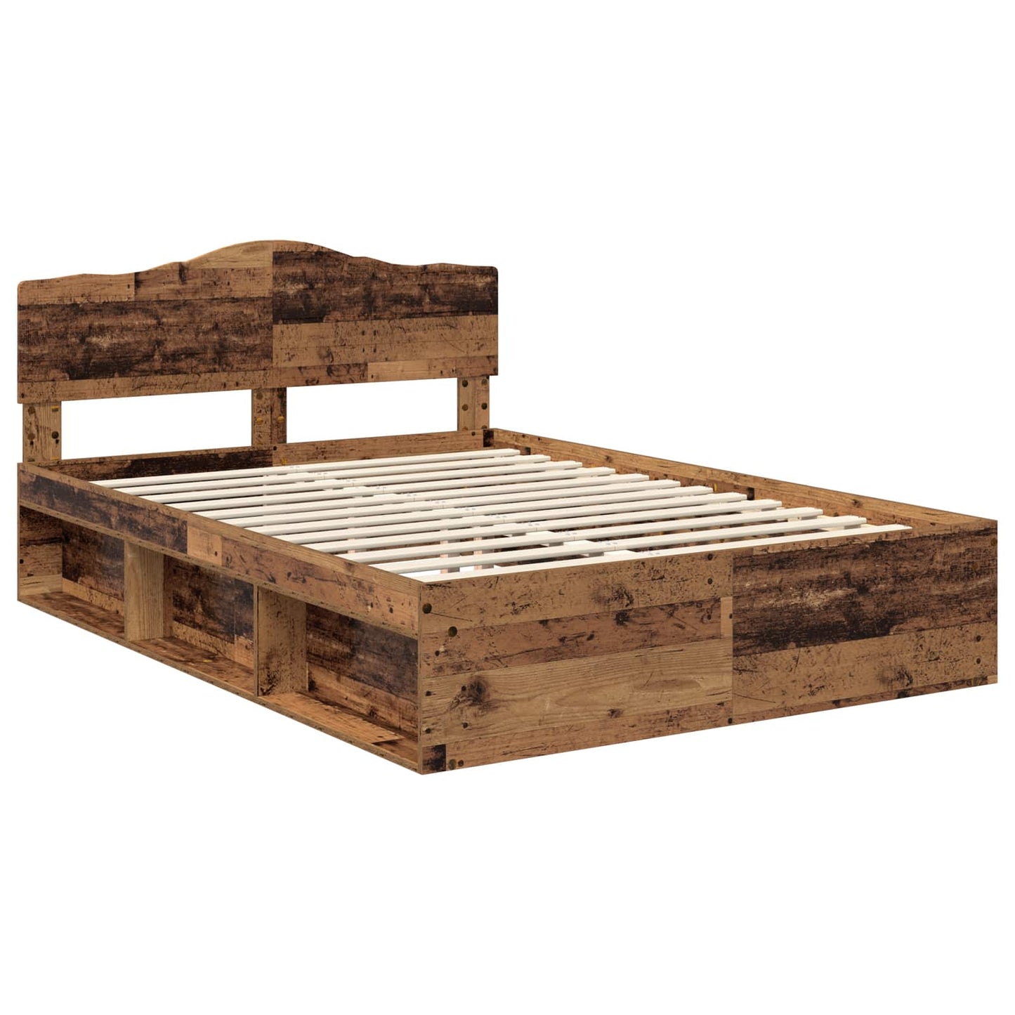 Bed Frame with Headboard Old Wood 140 x 190 cm Solid Pine Wood