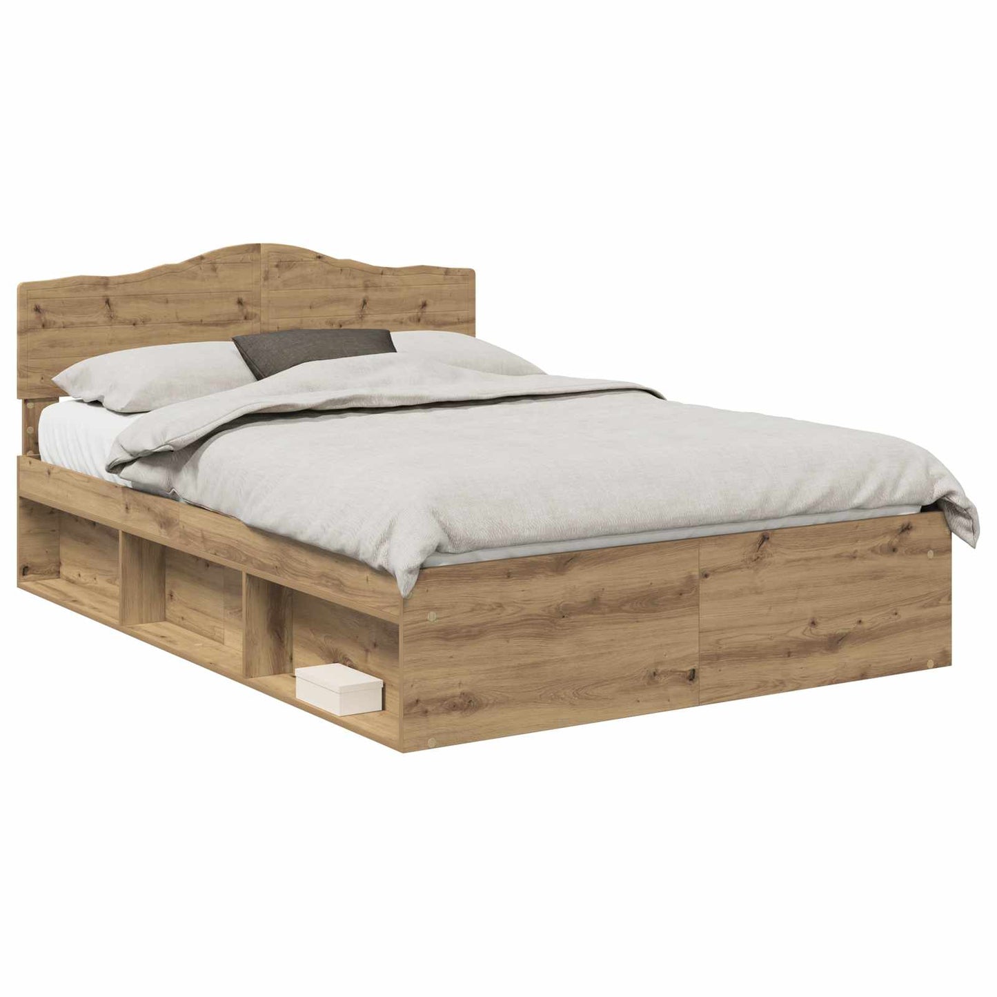 Bed Frame Artisian Oak 140 x 190 cm Solid Pine Wood