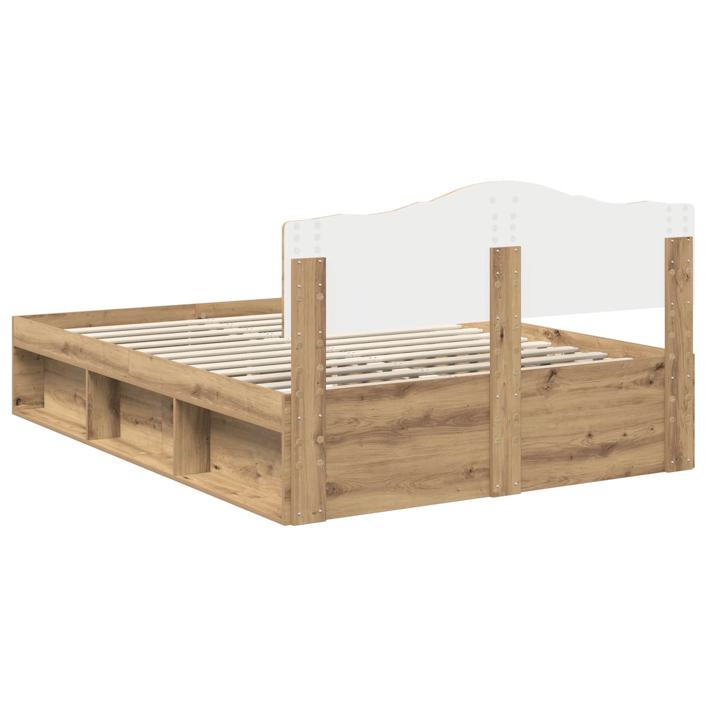 Bed Frame Artisian Oak 140 x 190 cm Solid Pine Wood