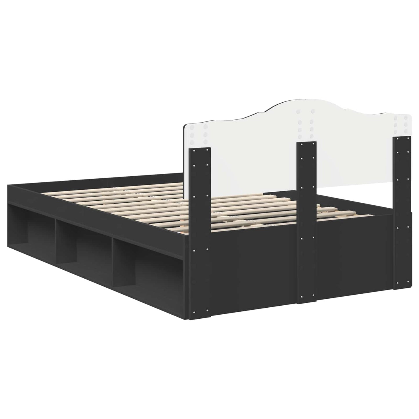 Bed Frame with Headboard Black 135 x 190 cm Solid Pine Wood