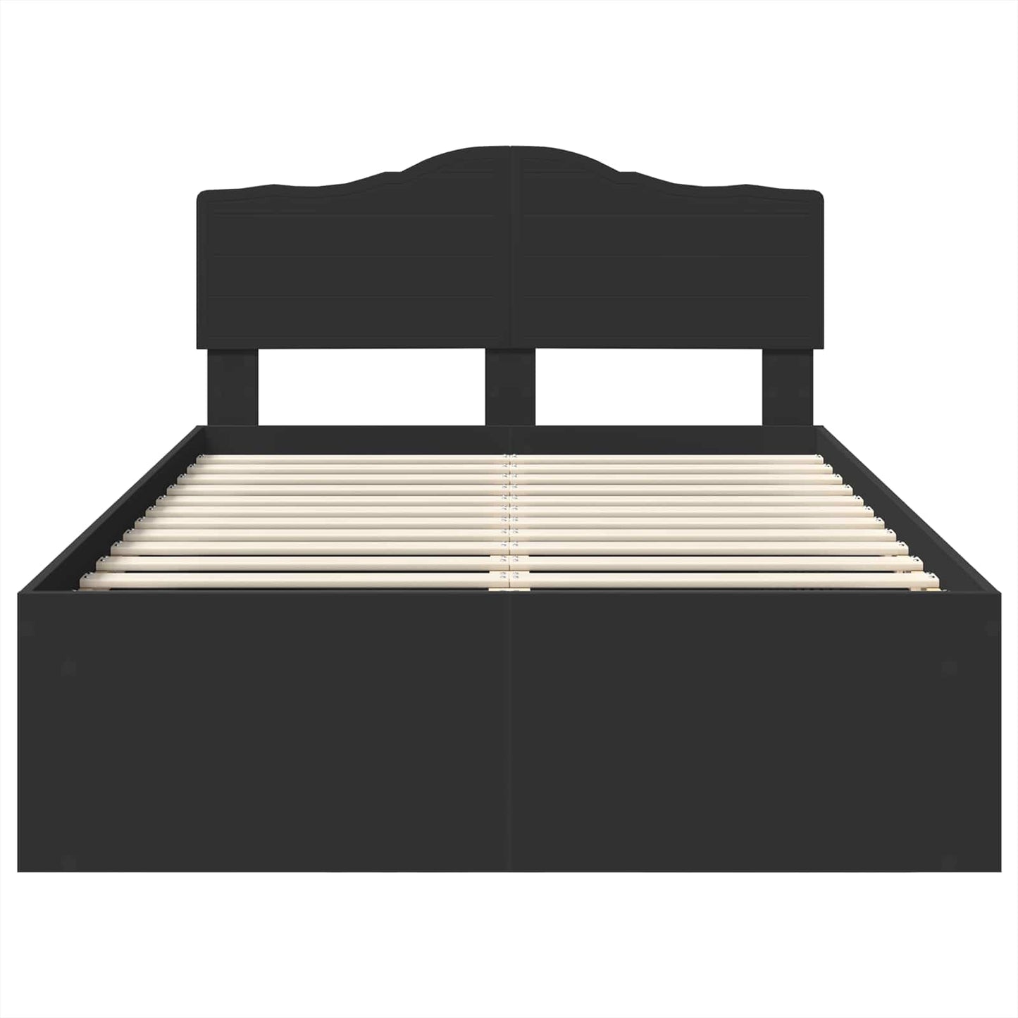 Bed Frame with Headboard Black 135 x 190 cm Solid Pine Wood