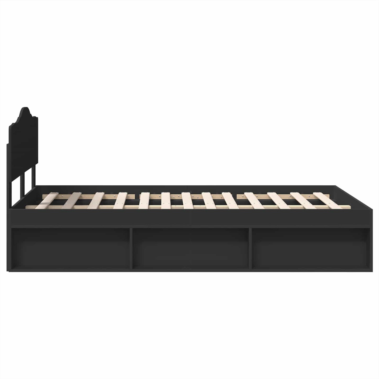 Bed Frame with Headboard Black 135 x 190 cm Solid Pine Wood