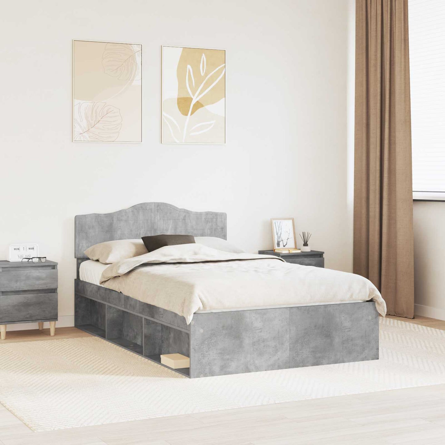 Bed Frame Concerte Grey 135 x 190 cm Solid Pine Wood