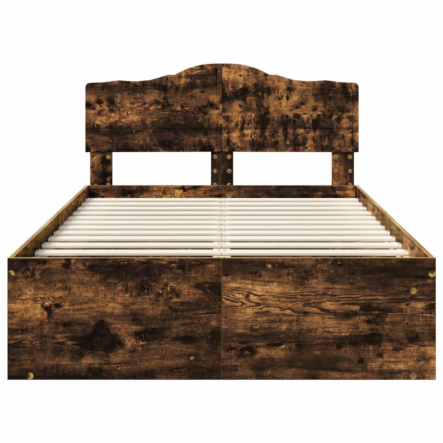 Bed Frame Smoked Oak 135 x 190 cm Solid Pine Wood