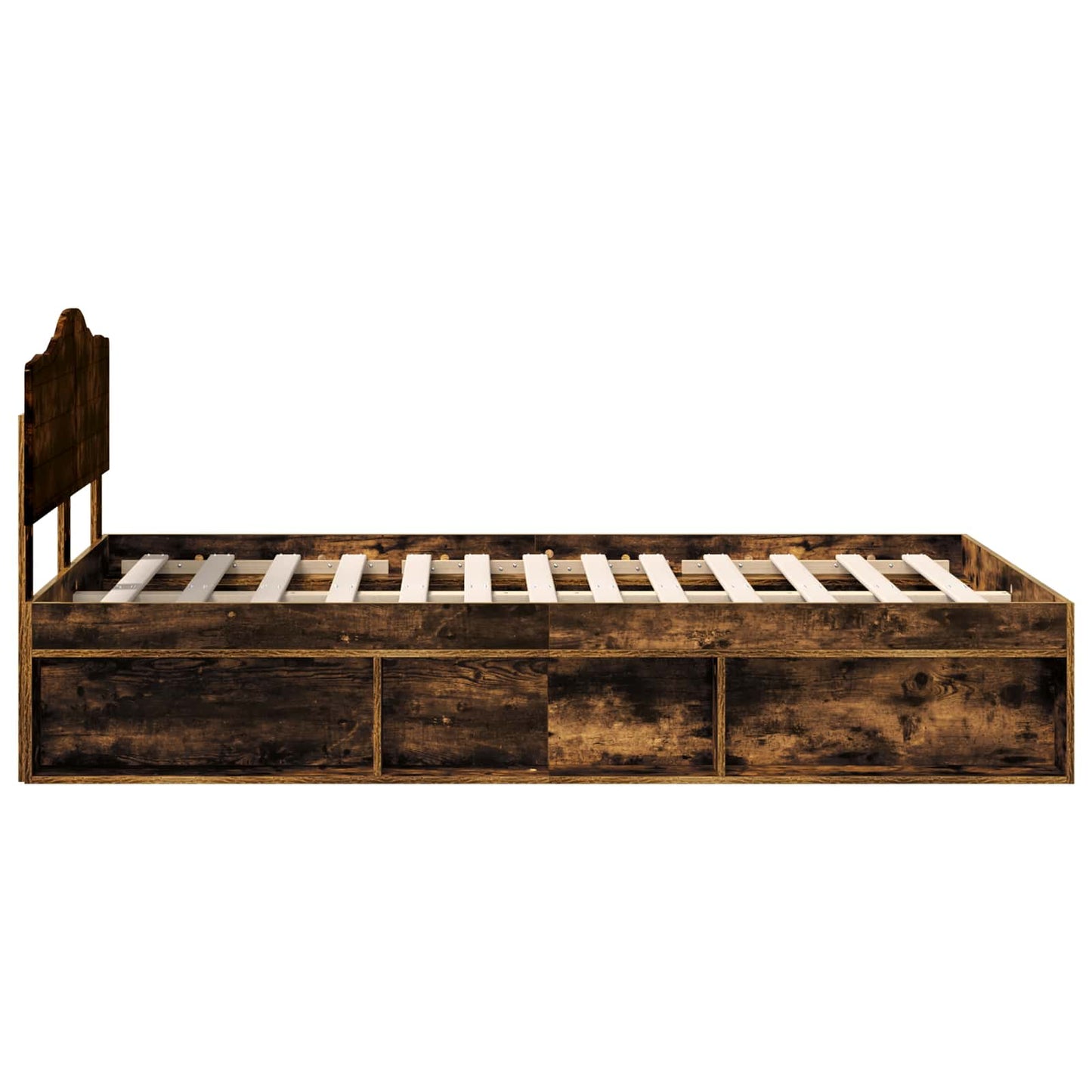 Bed Frame Smoked Oak 135 x 190 cm Solid Pine Wood