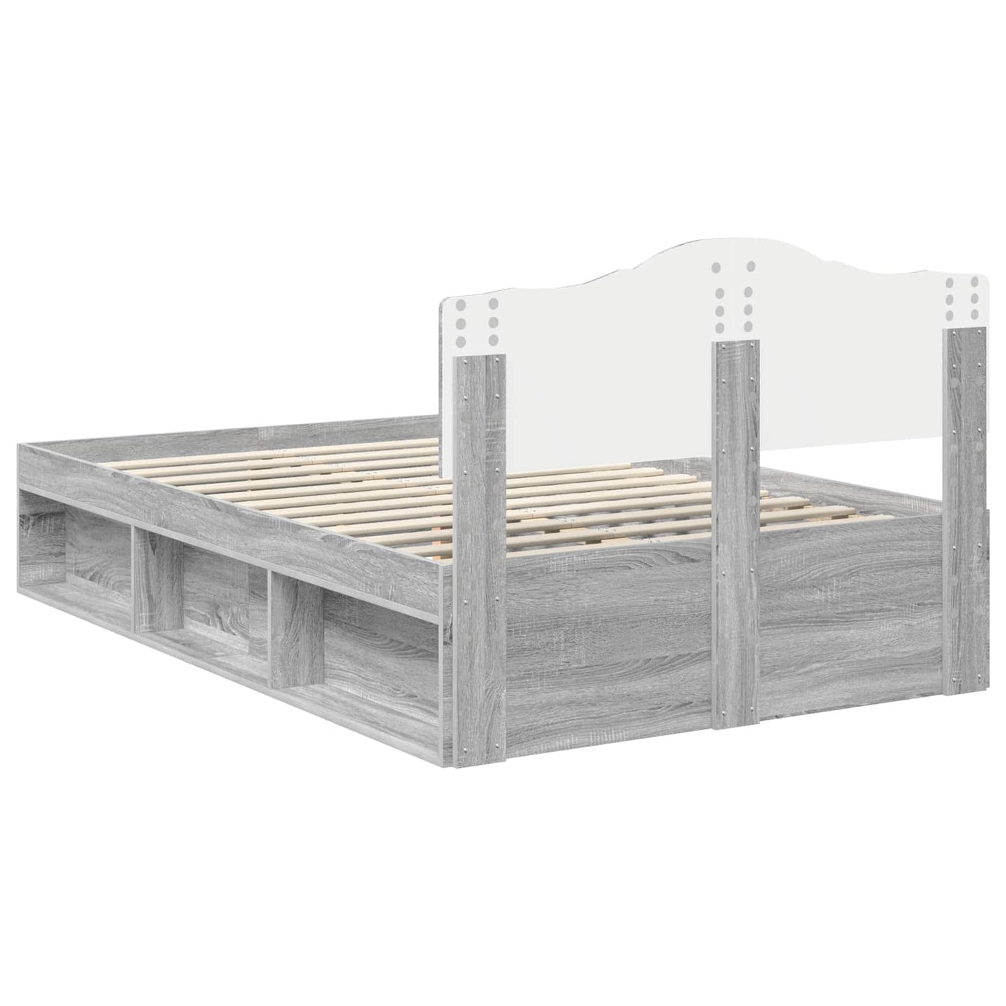 Bed Frame Grey Sonoma 135 x 190 cm Solid Pine Wood