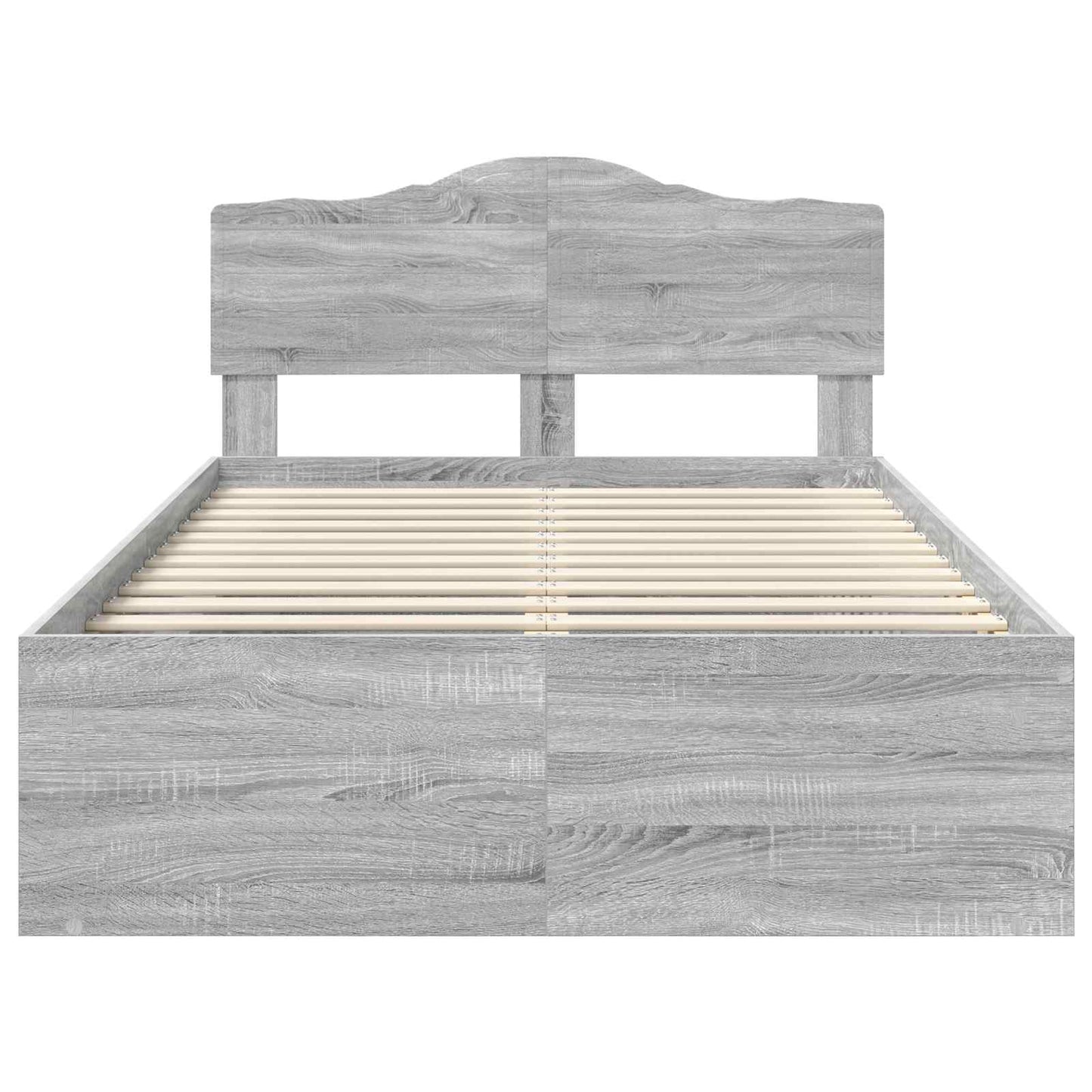 Bed Frame Grey Sonoma 135 x 190 cm Solid Pine Wood