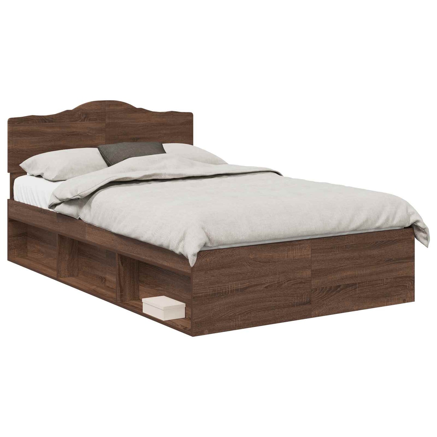 Bed Frame with Headboard Brown Oak 120 x 200 cm Solid Pine Wood
