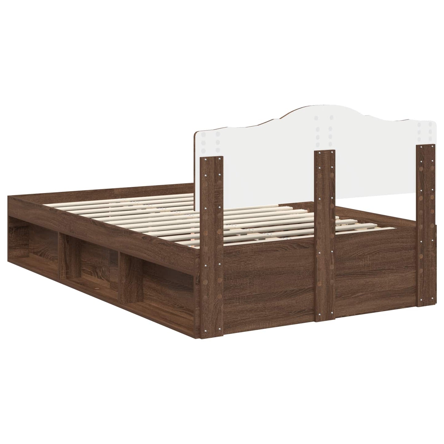 Bed Frame with Headboard Brown Oak 120 x 200 cm Solid Pine Wood