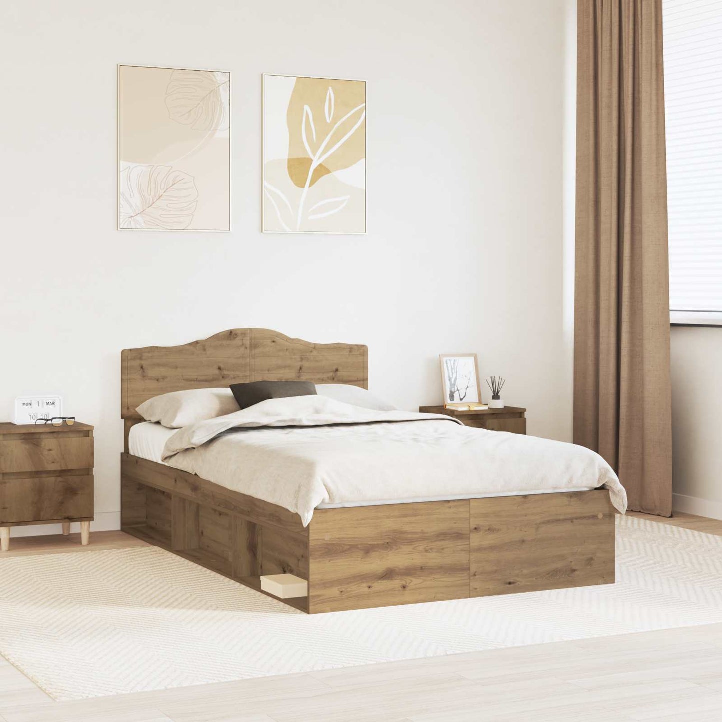 Bed Frame Artisian Oak 120 x 200 cm Solid Pine Wood