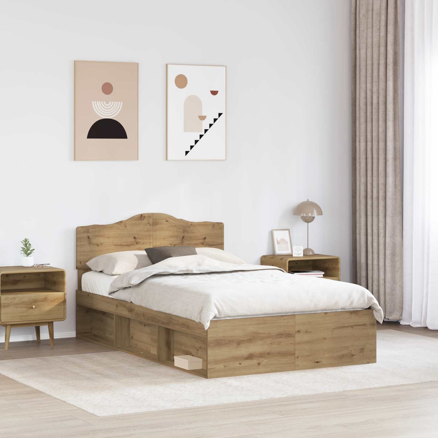 Bed Frame Artisian Oak 120 x 200 cm Solid Pine Wood
