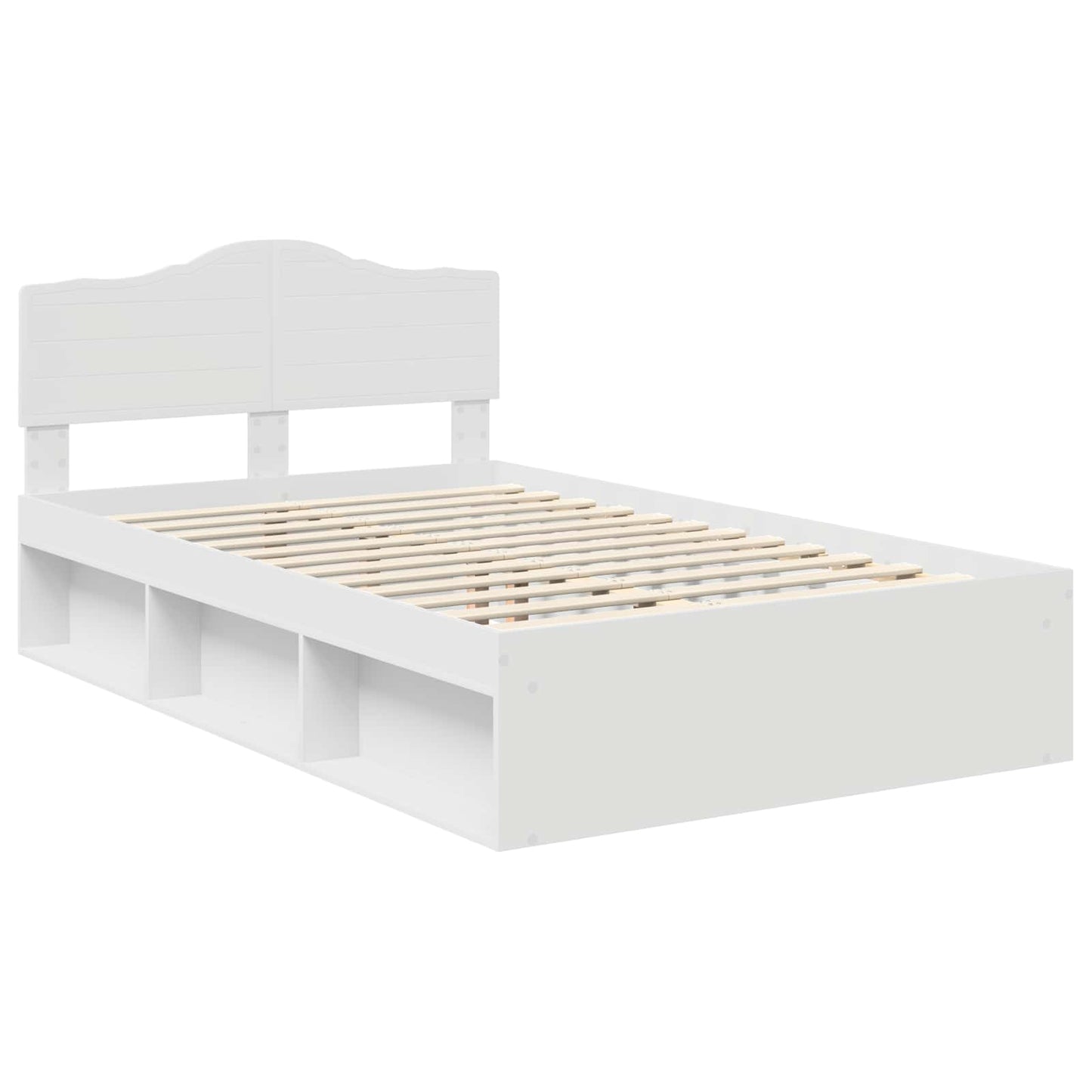 Bed Frame with Headboard White 120 x 190 cm Solid Pine Wood