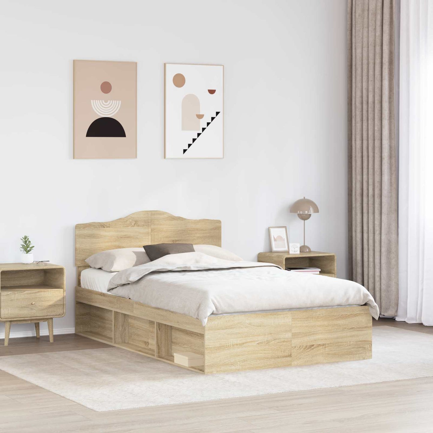 Bed Frame with Headboard Sonoma 120 x 190 cm Solid Pine Wood