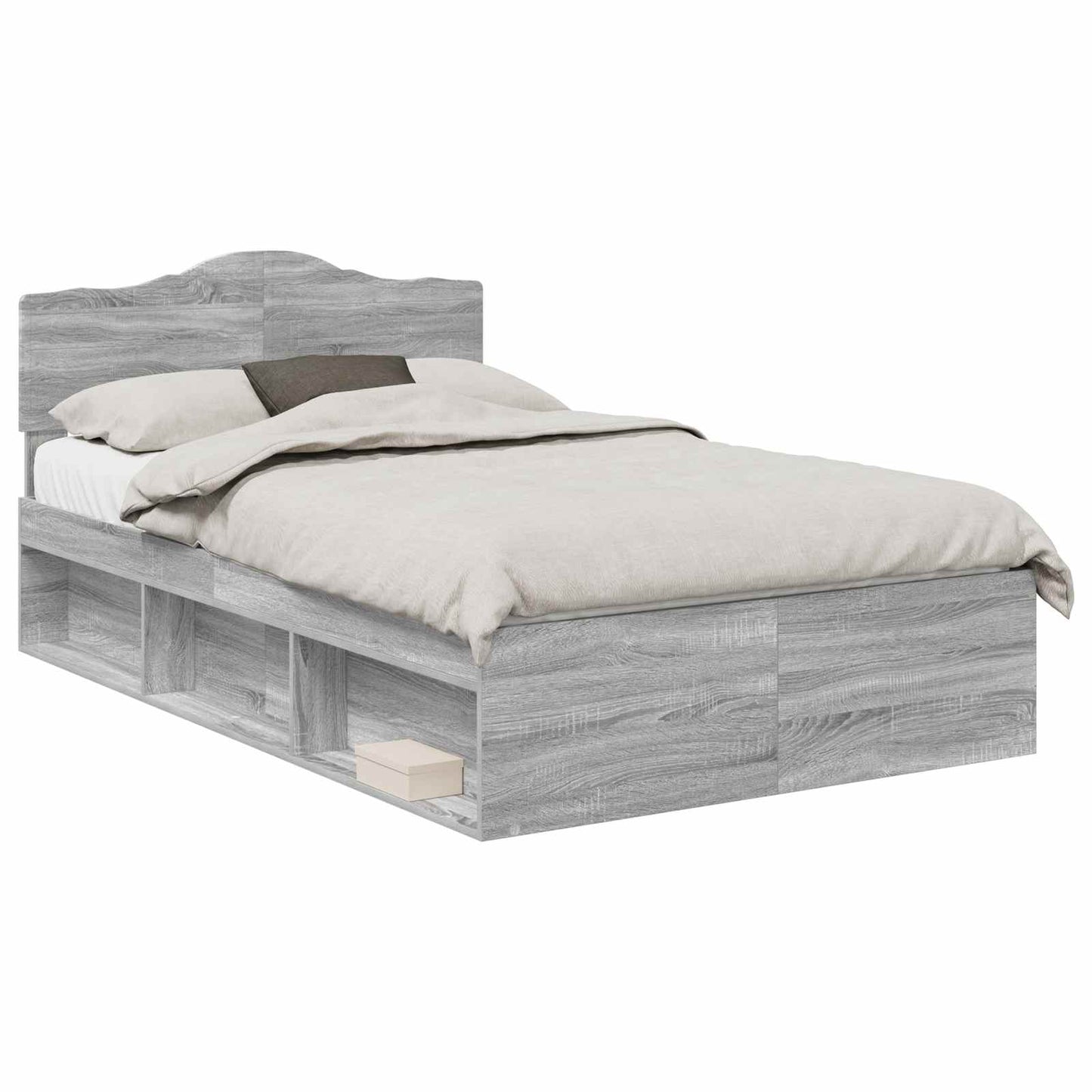 Bed Frame Grey Sonoma 120 x 190 cm Solid Pine Wood