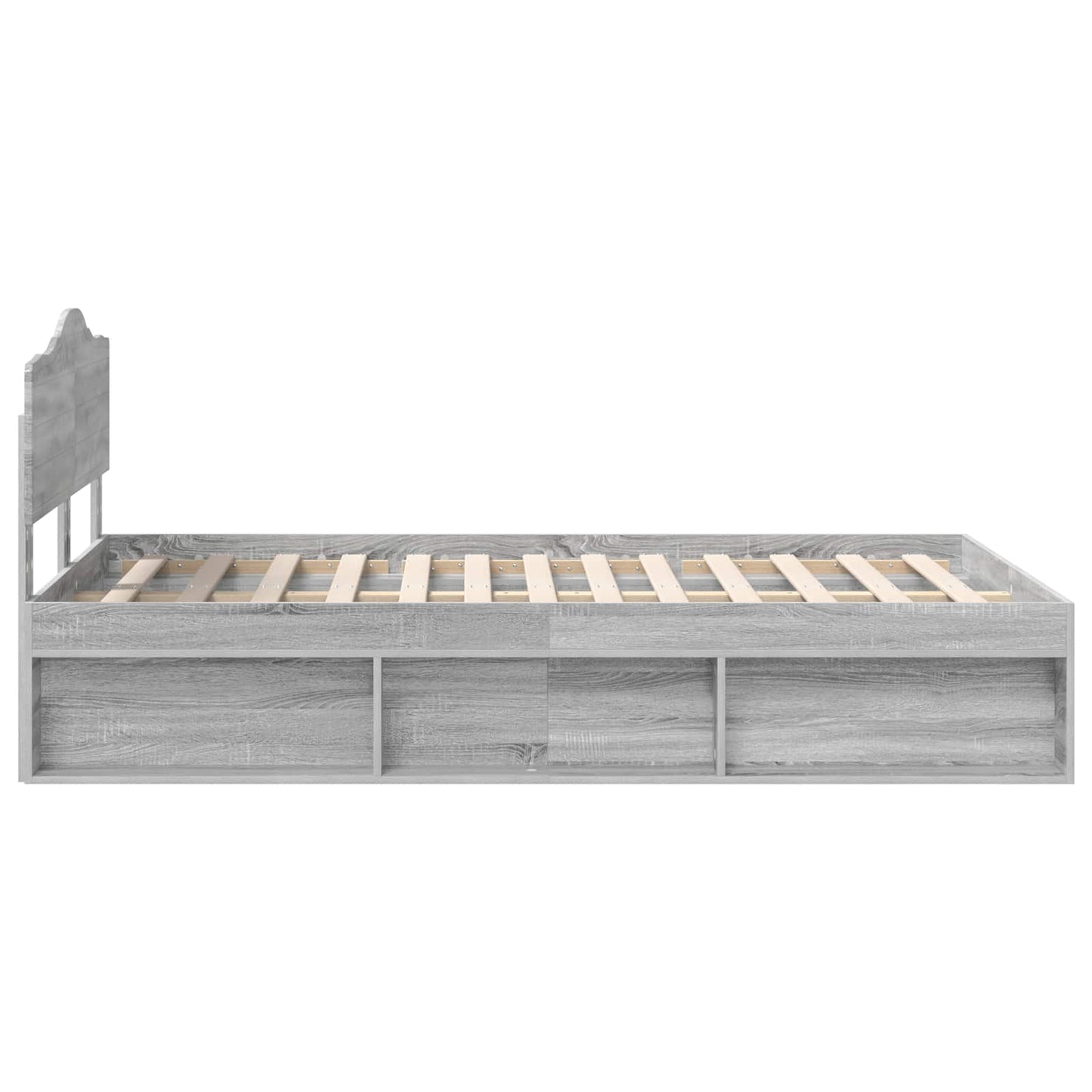 Bed Frame Grey Sonoma 120 x 190 cm Solid Pine Wood