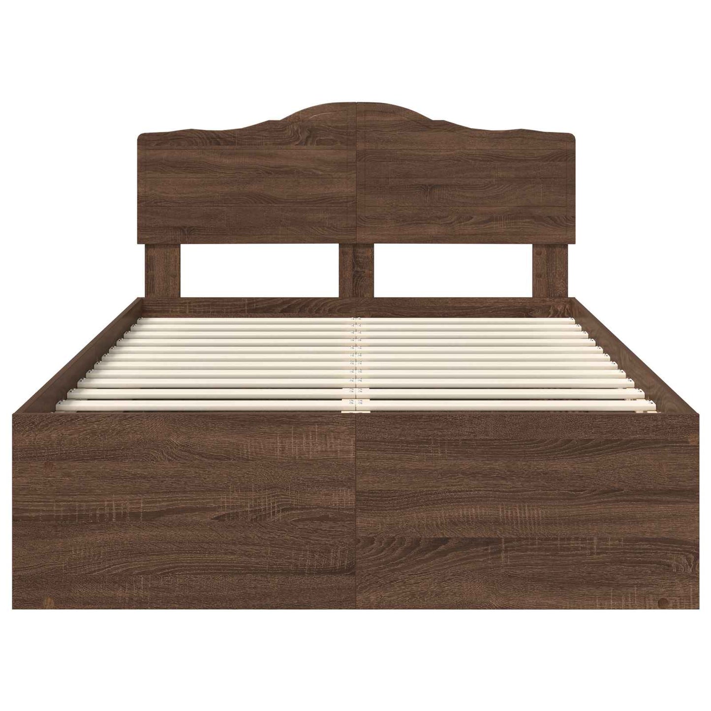 Bed Frame with Headboard Brown Oak 120 x 190 cm Solid Pine Wood