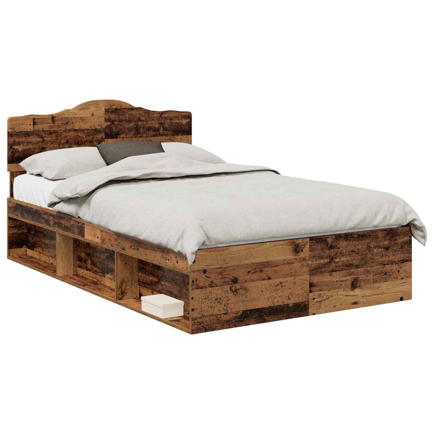 Bed Frame with Headboard Old Wood 120 x 190 cm Solid Pine Wood