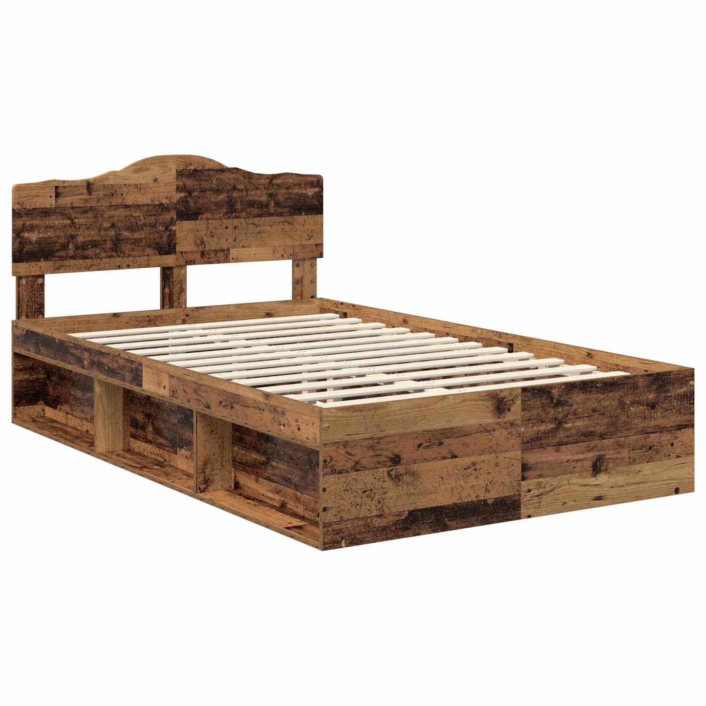Bed Frame with Headboard Old Wood 120 x 190 cm Solid Pine Wood