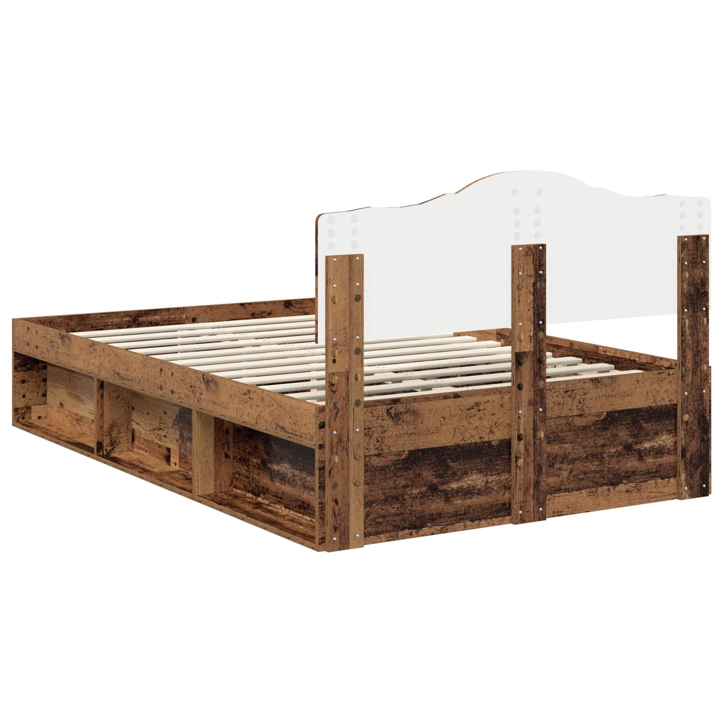 Bed Frame with Headboard Old Wood 120 x 190 cm Solid Pine Wood