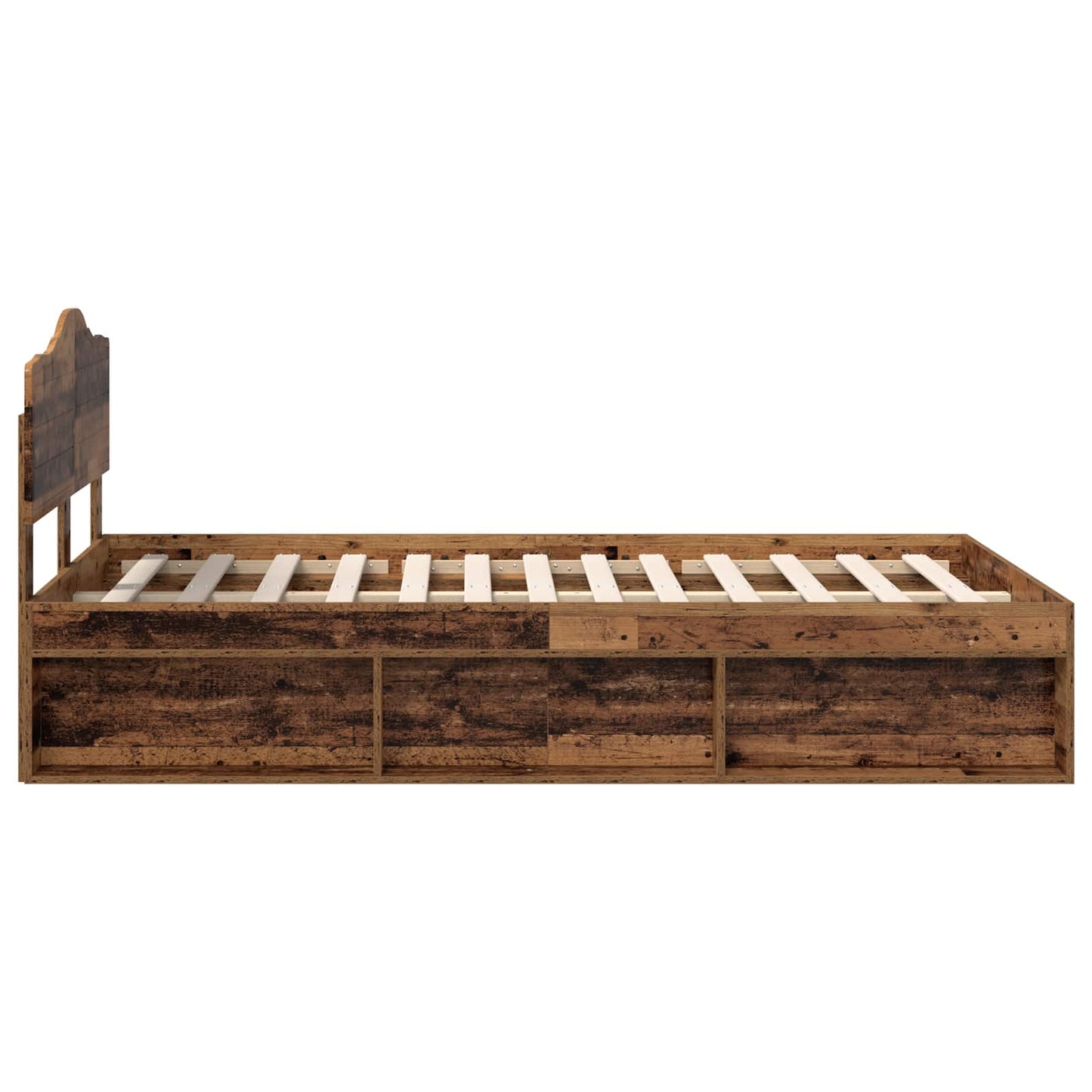 Bed Frame with Headboard Old Wood 120 x 190 cm Solid Pine Wood