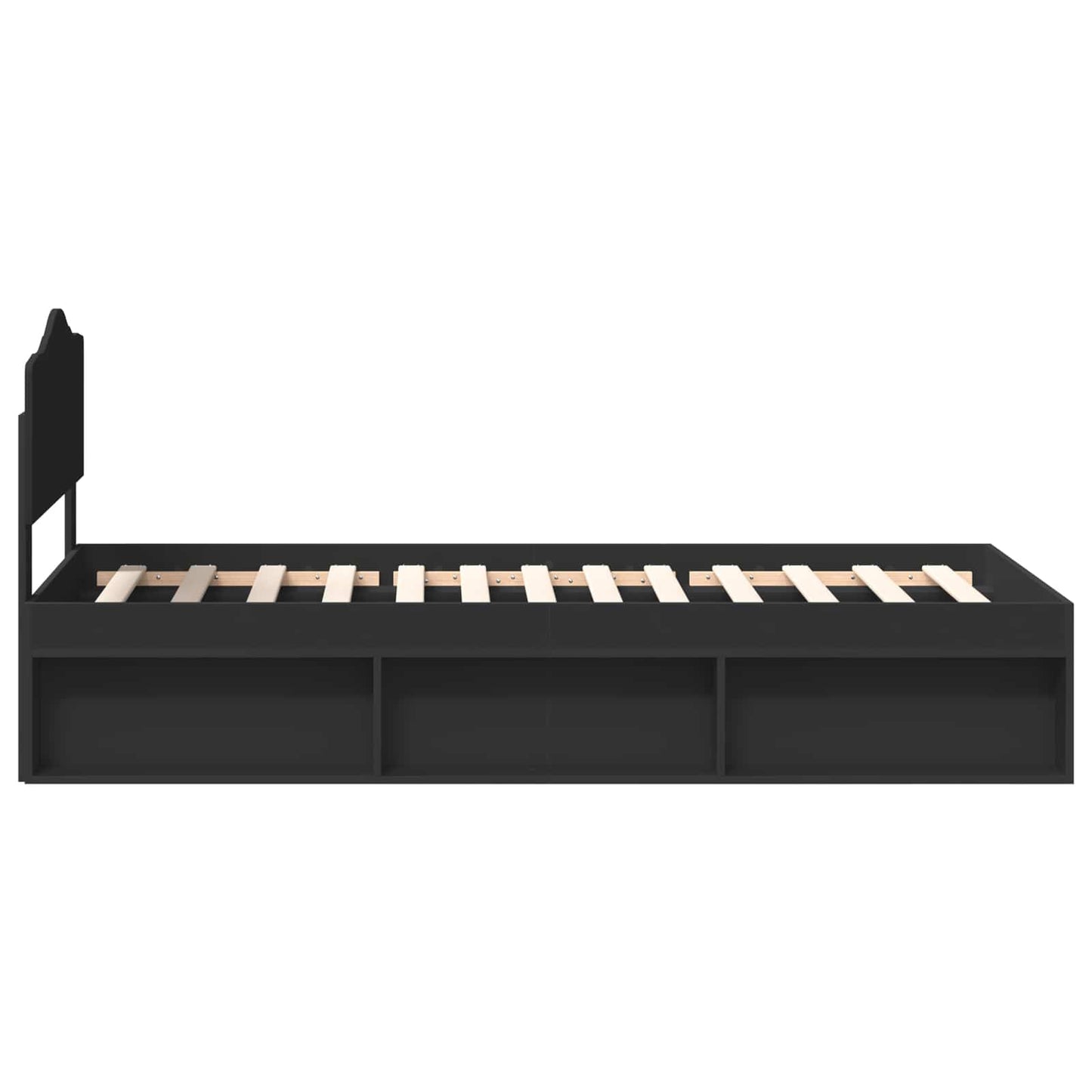 Bed Frame with Headboard Black 100 x 200 cm Solid Pine Wood