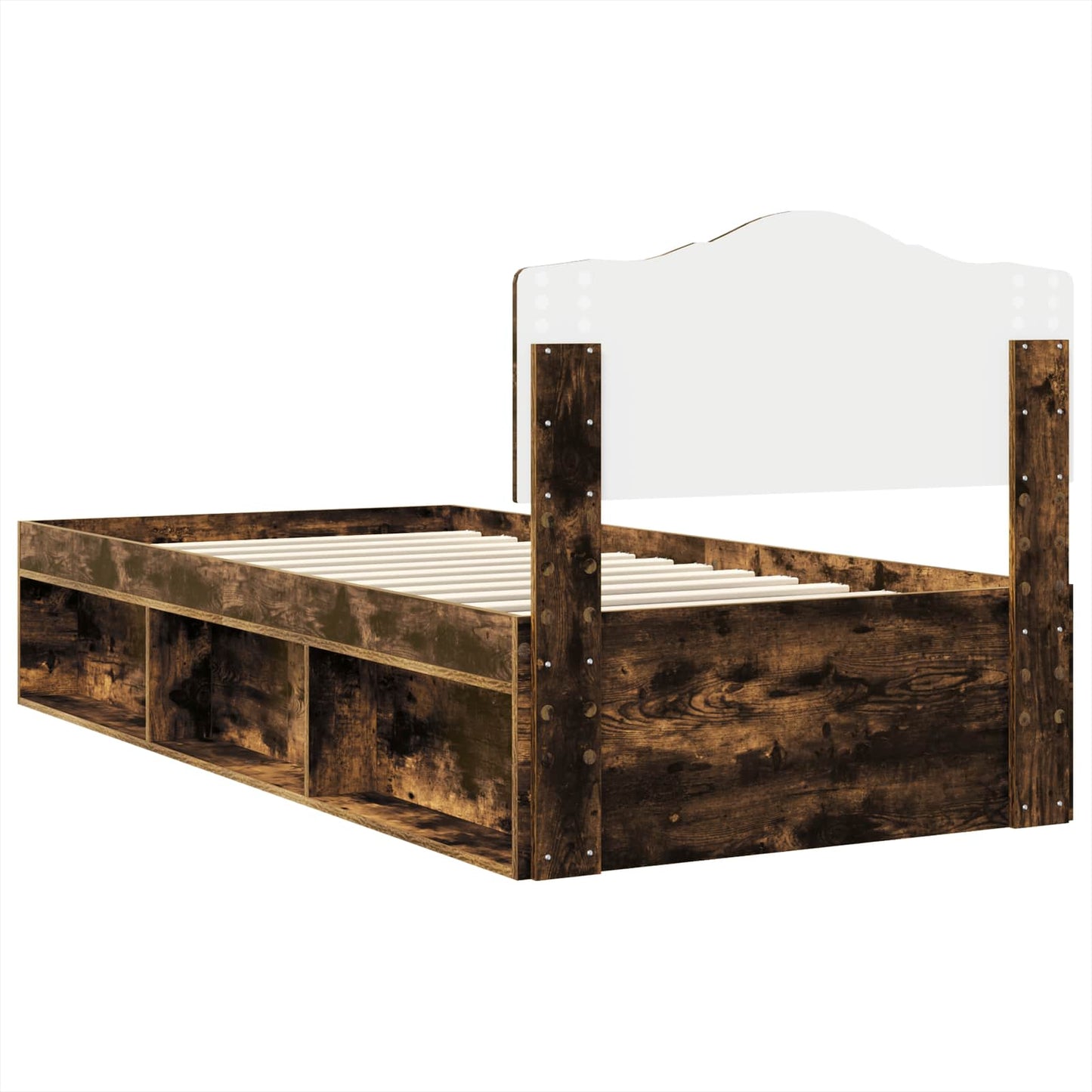 Bed Frame Smoked Oak 100 x 200 cm Solid Pine Wood