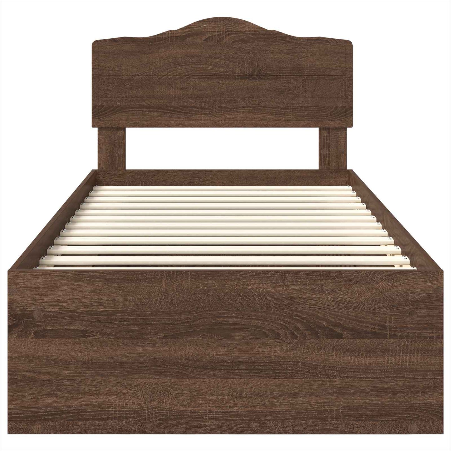 Bed Frame with Headboard Brown Oak 100 x 200 cm Solid Pine Wood