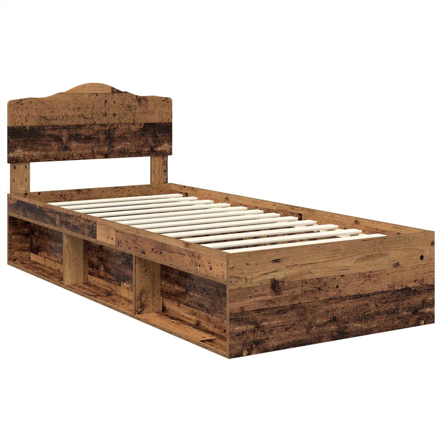 Bed Frame with Headboard Old Wood 100 x 200 cm Solid Pine Wood