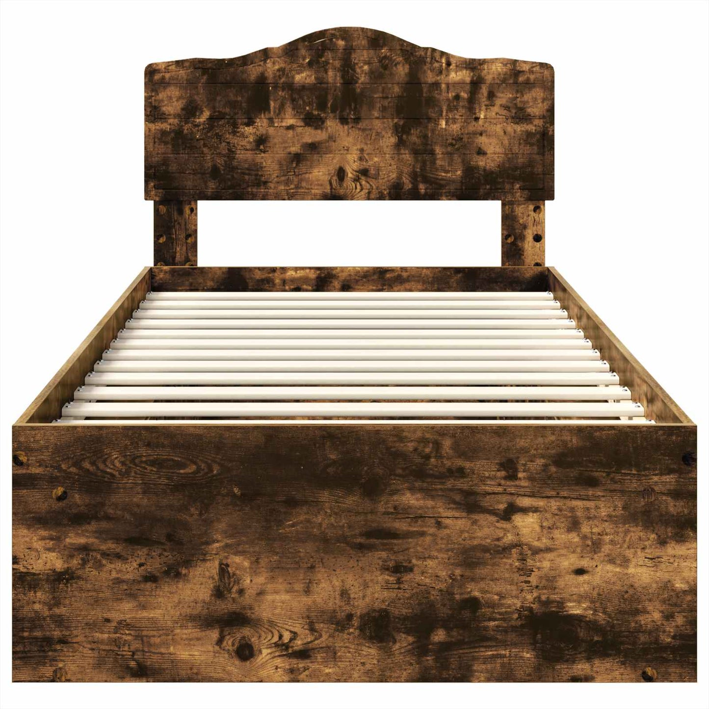 Bed Frame with Headboard Smoked Oak 90 x 190 cm Solid Pine Wood