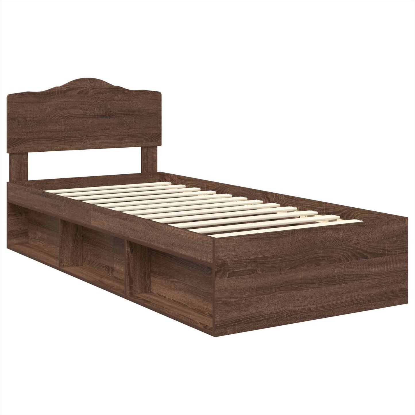 Bed Frame with Headboard Brown Oak 90 x 190 cm Solid Pine Wood