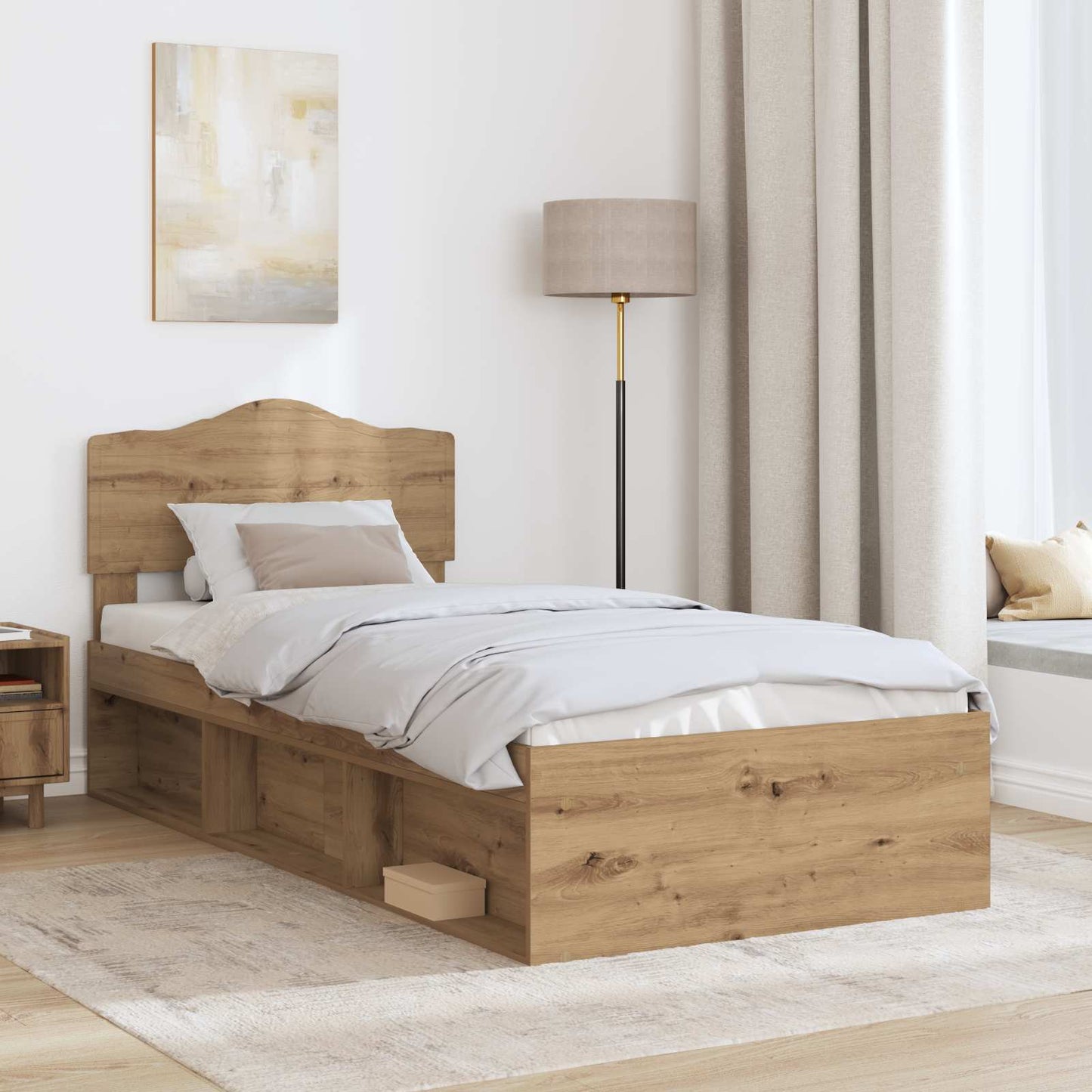 Bed Frame Artisian Oak 90 x 190 cm Solid Pine Wood