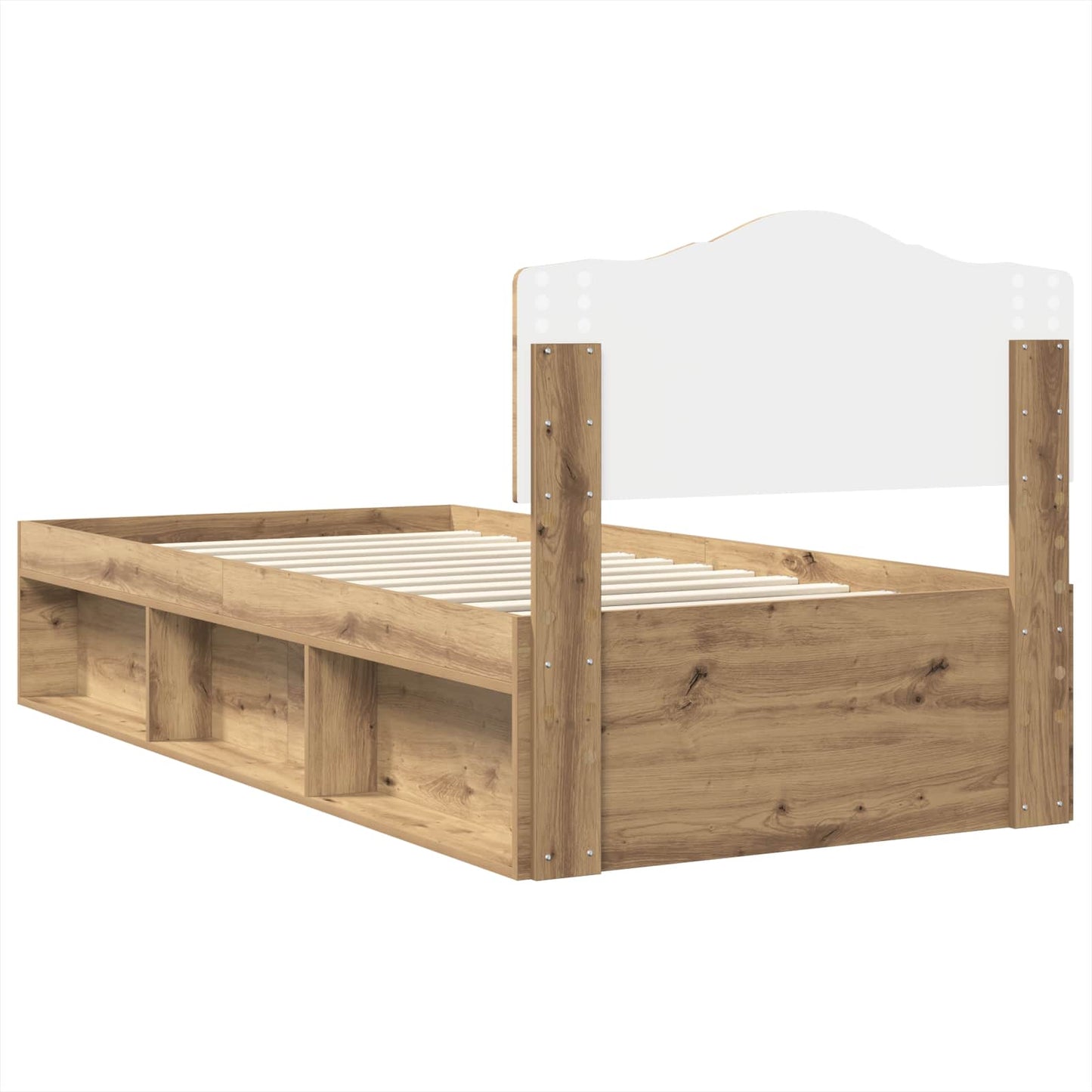 Bed Frame Artisian Oak 90 x 190 cm Solid Pine Wood