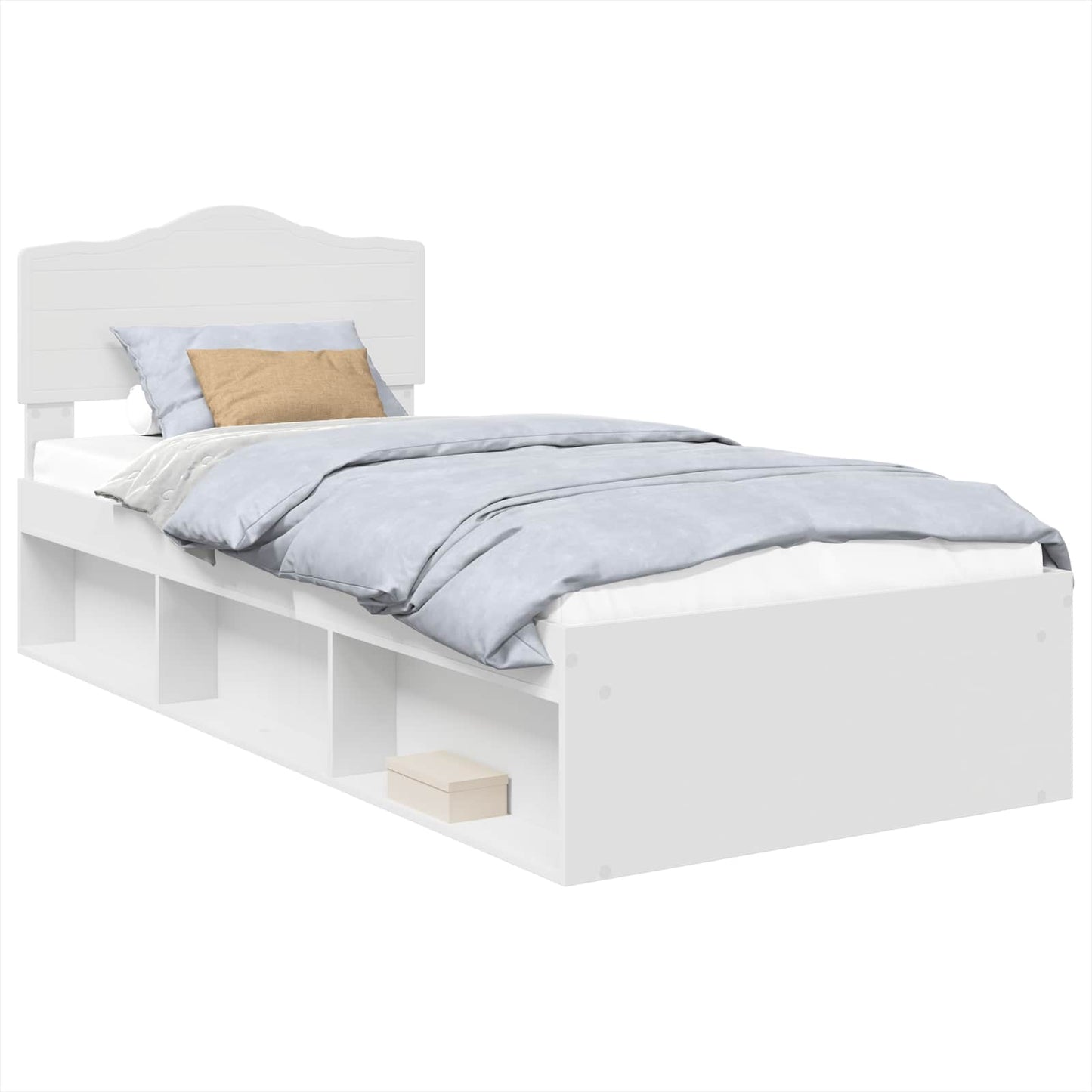 Bed Frame with Headboard White 75 x 190 cm Solid Pine Wood