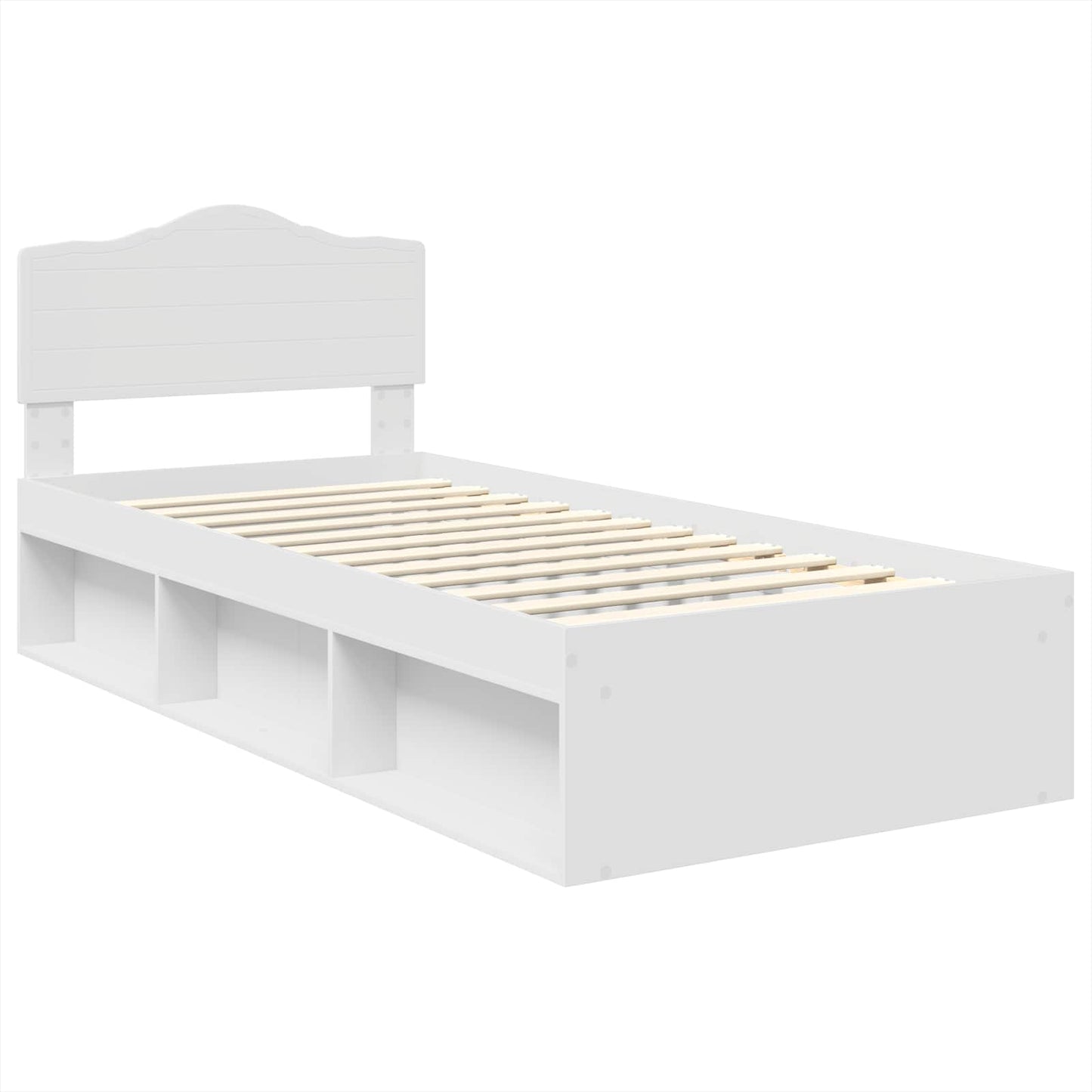 Bed Frame with Headboard White 75 x 190 cm Solid Pine Wood