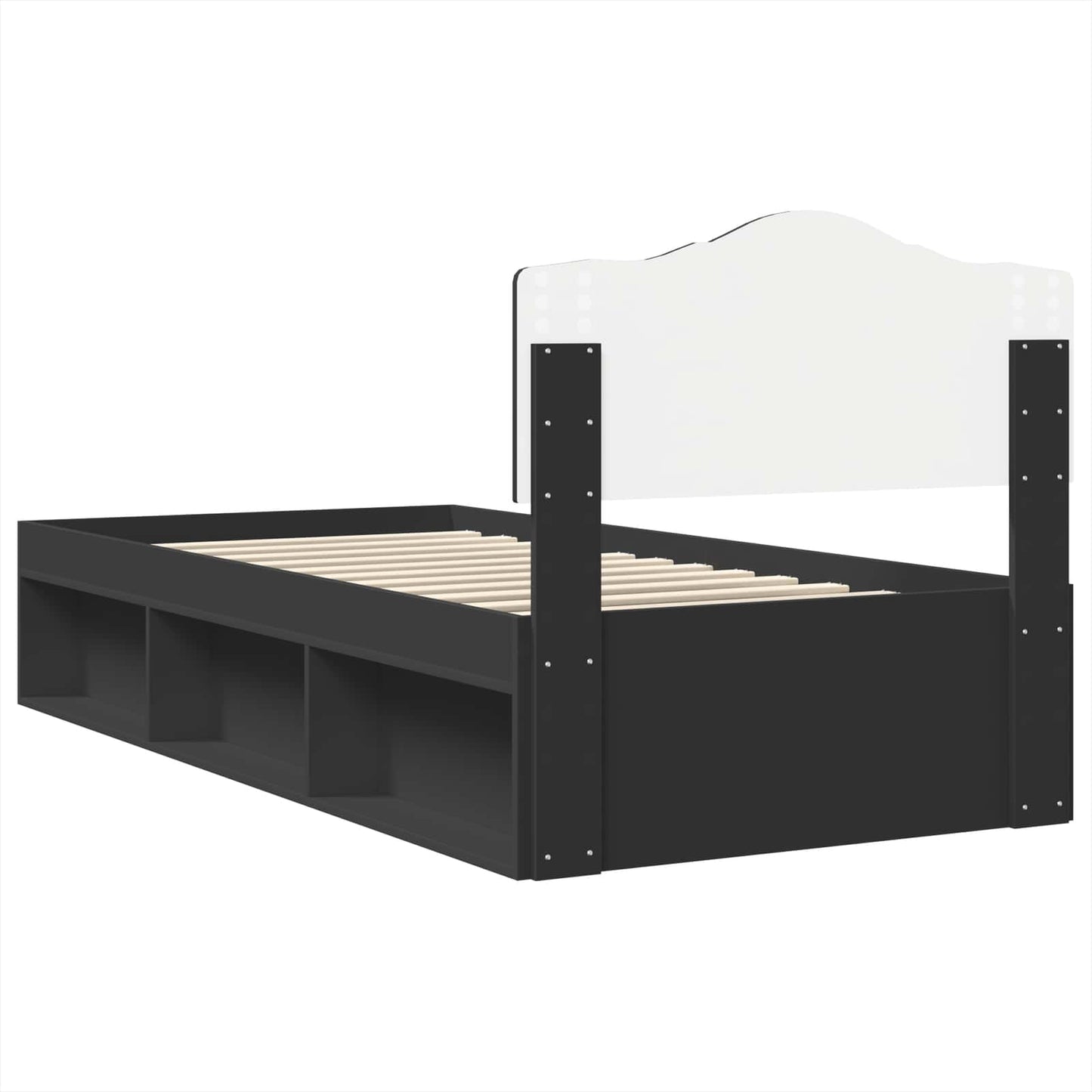 Bed Frame with Headboard Black 75 x 190 cm Solid Pine Wood