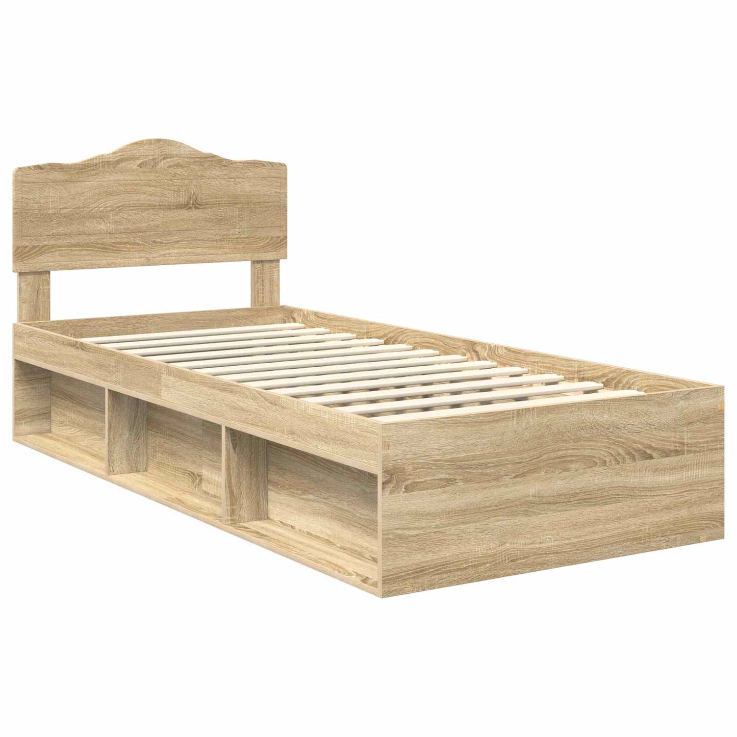 Bed Frame with Headboard Sonoma Oak 75 x 190 cm Solid Pine Wood